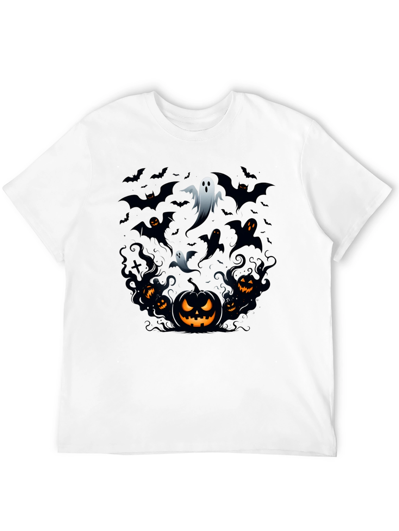 Halloween Ghosts & Pumpkins Black T-Shirt