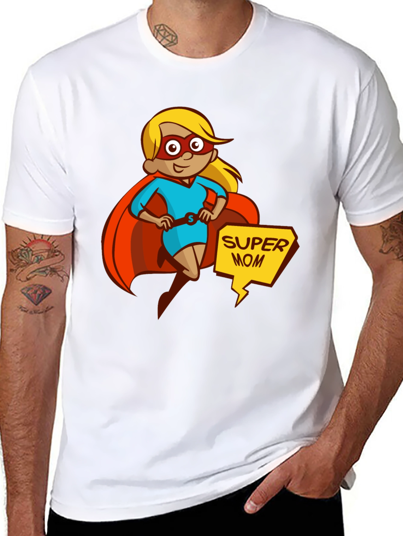 Super Mom T-Shirt - Cartoon Superhero Design