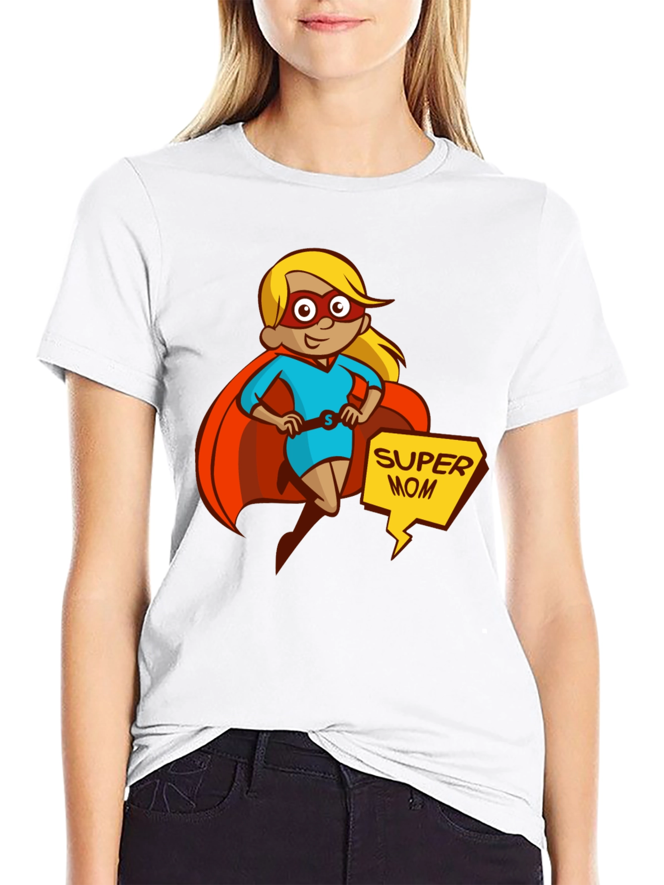 Super Mom T-Shirt - Cartoon Superhero Design