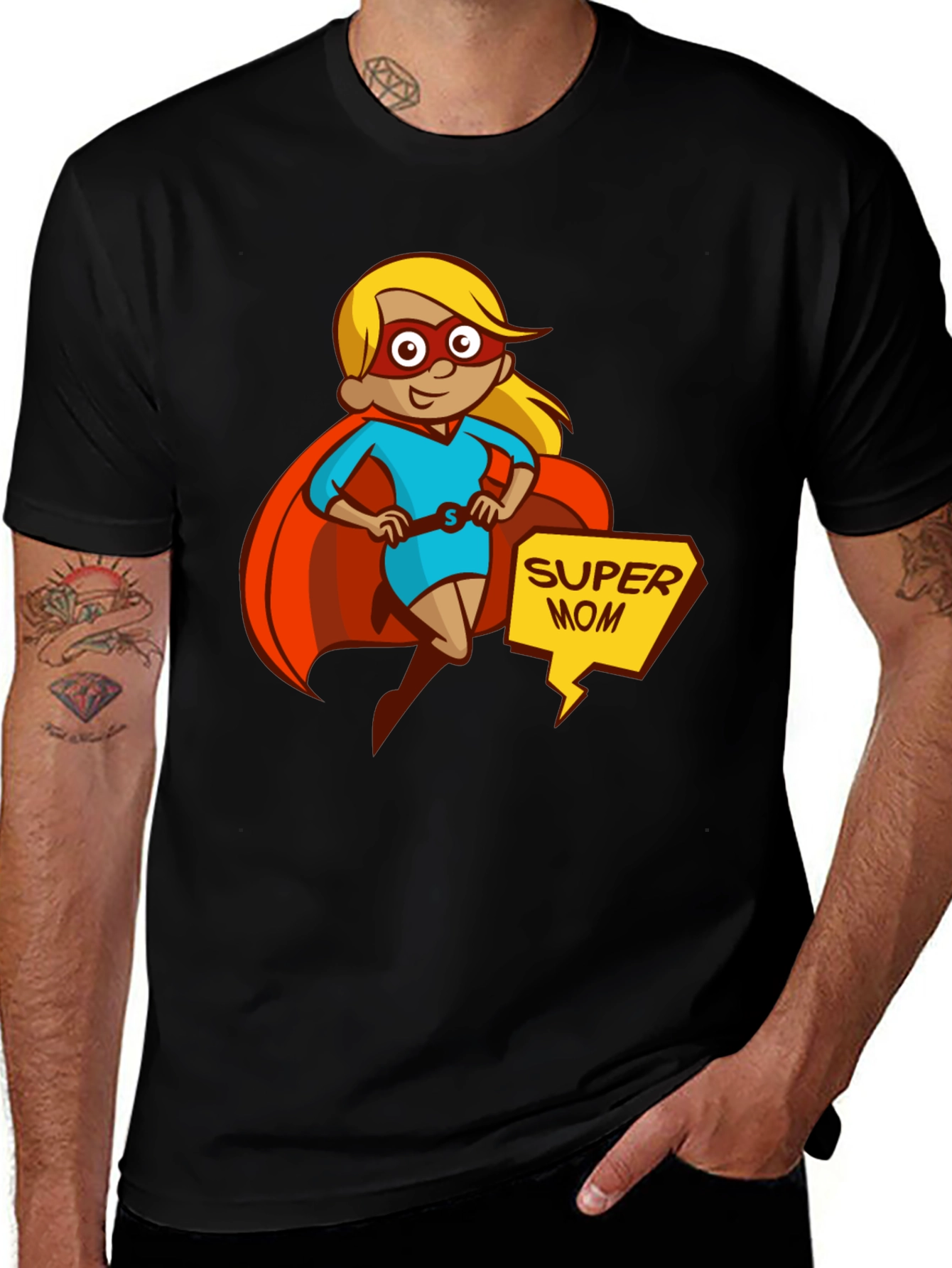 Super Mom T-Shirt - Cartoon Superhero Design