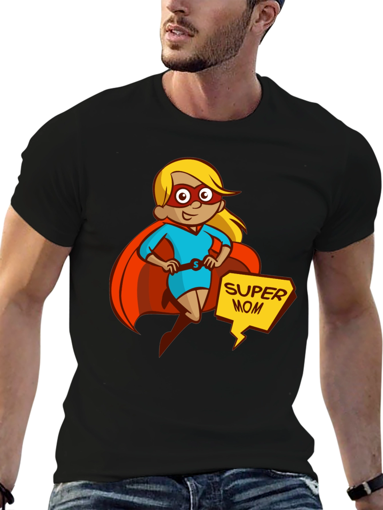 Super Mom T-Shirt - Cartoon Superhero Design