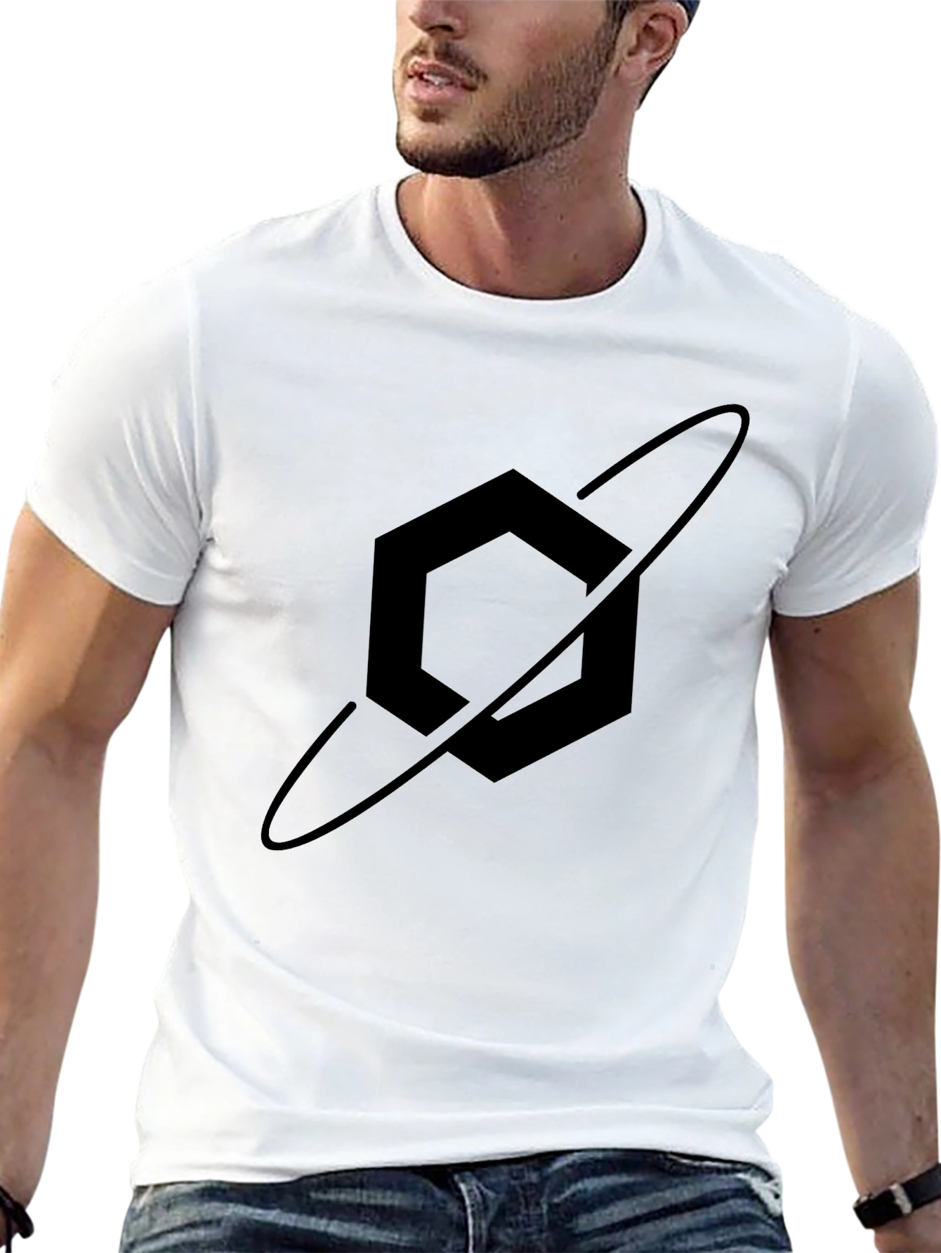 Geometric Orbit Black T-Shirt - Modern Graphic Tee
