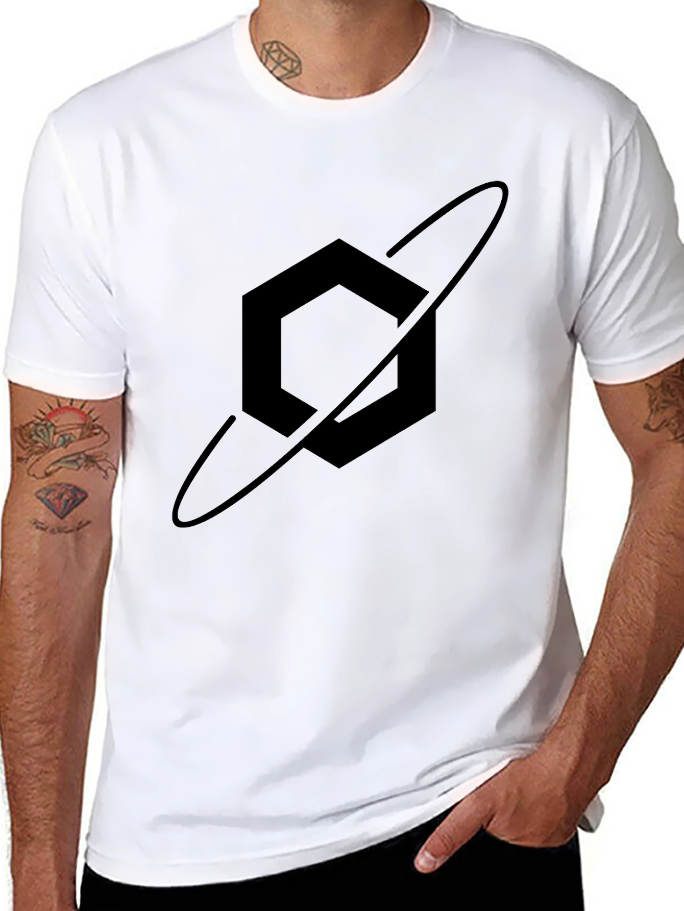 Geometric Orbit Black T-Shirt - Modern Graphic Tee