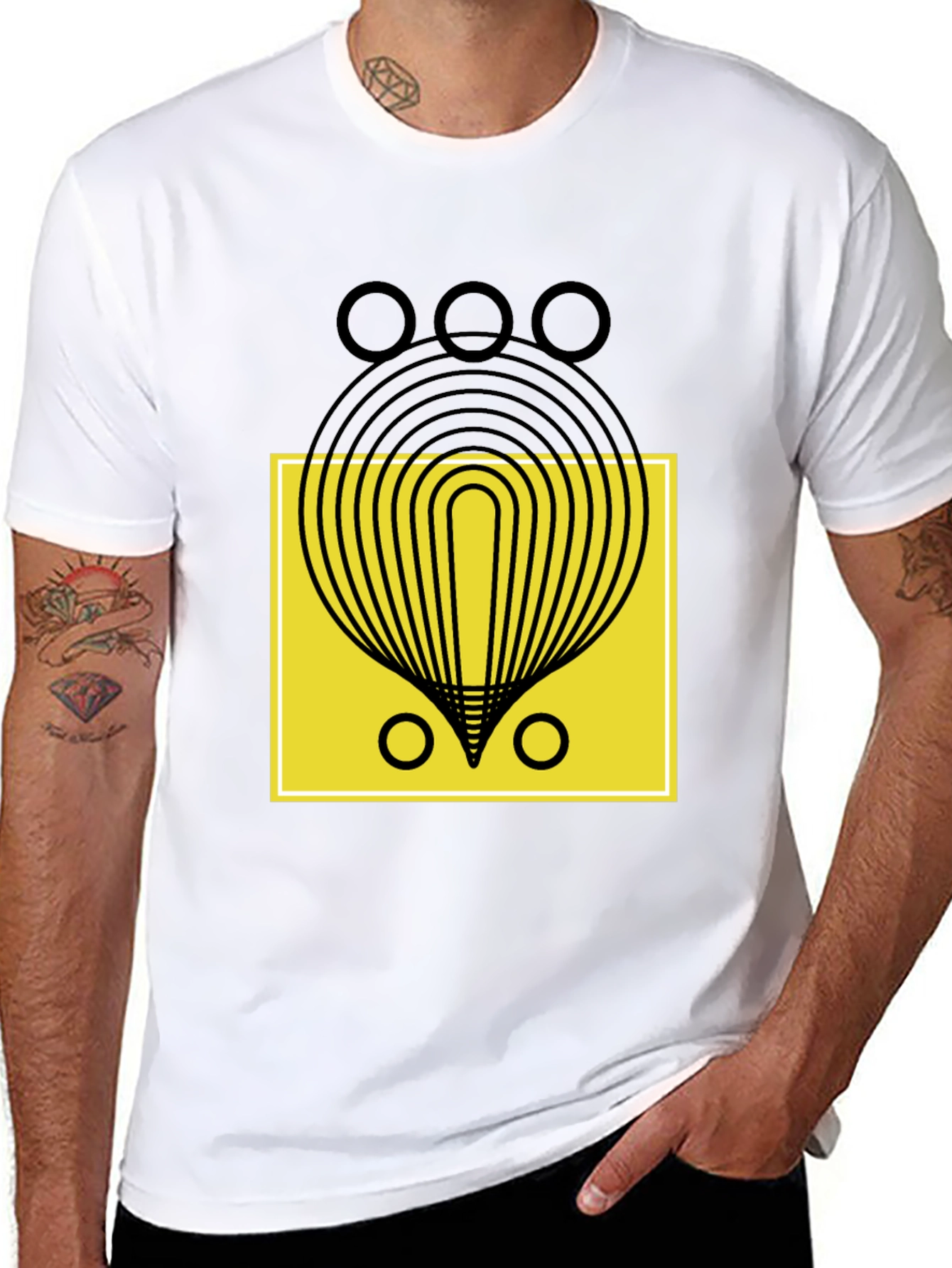 Abstract Graphic Tee - Black Cotton Shirt