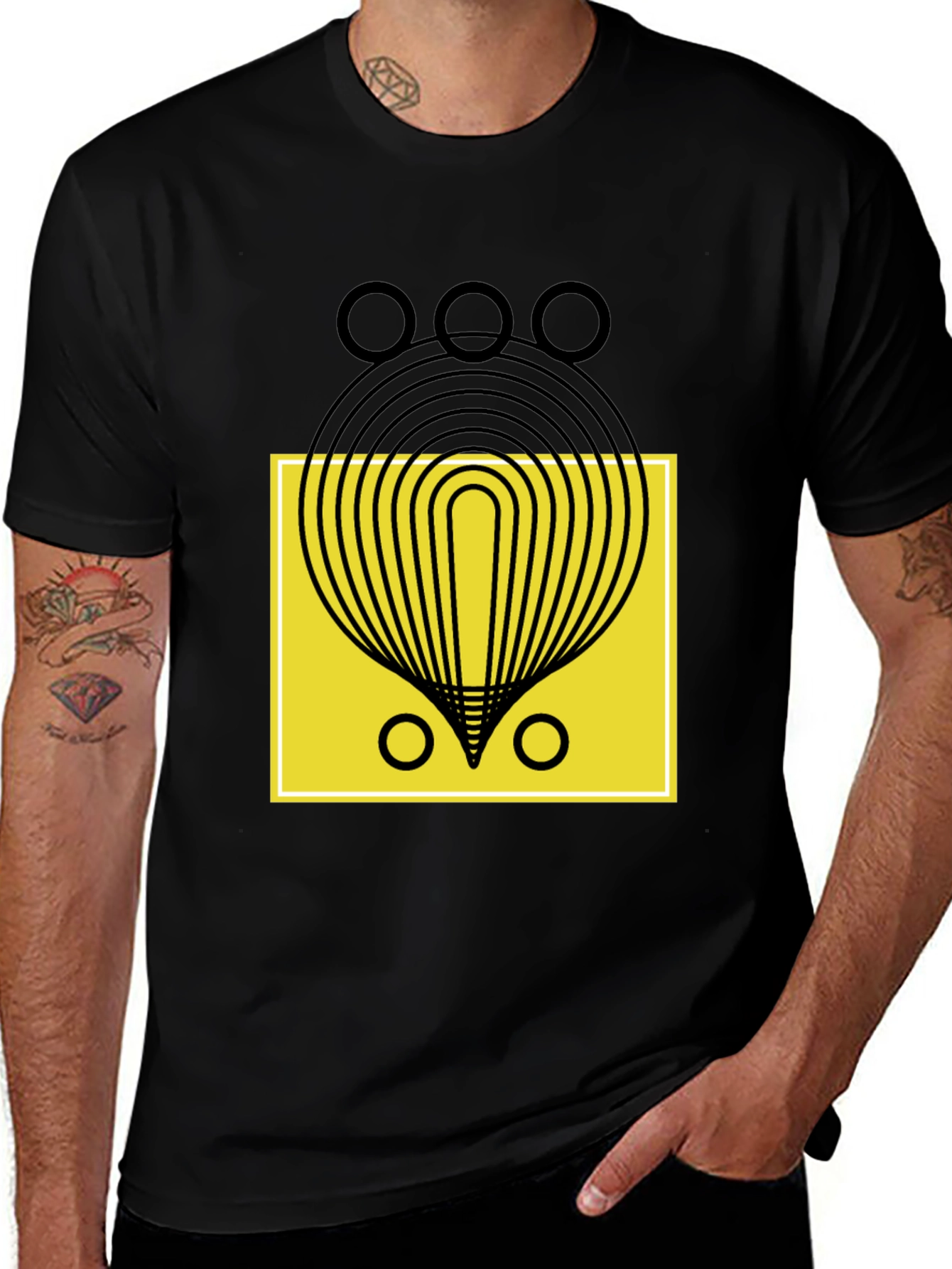 Abstract Graphic Tee - Black Cotton Shirt