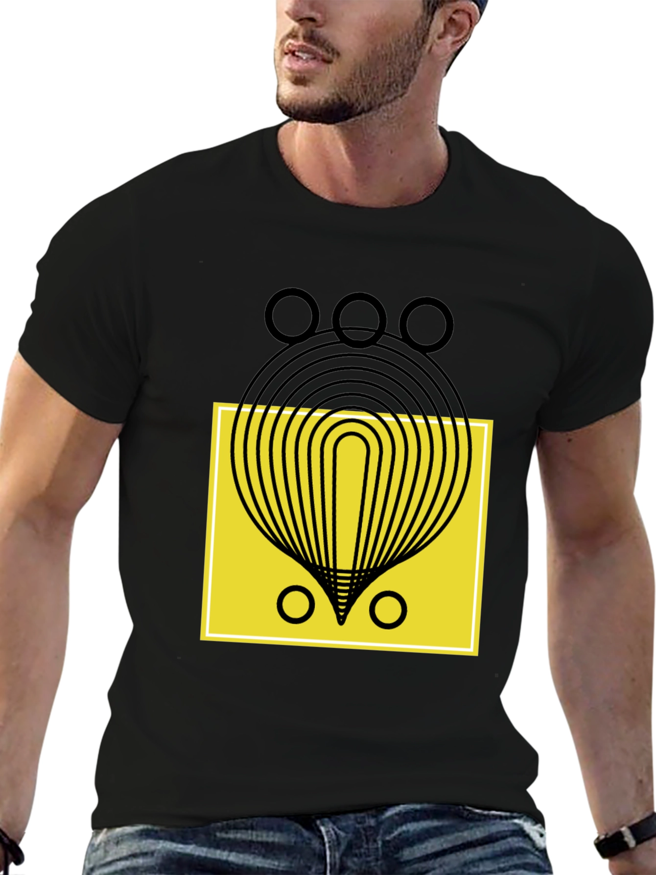 Abstract Graphic Tee - Black Cotton Shirt