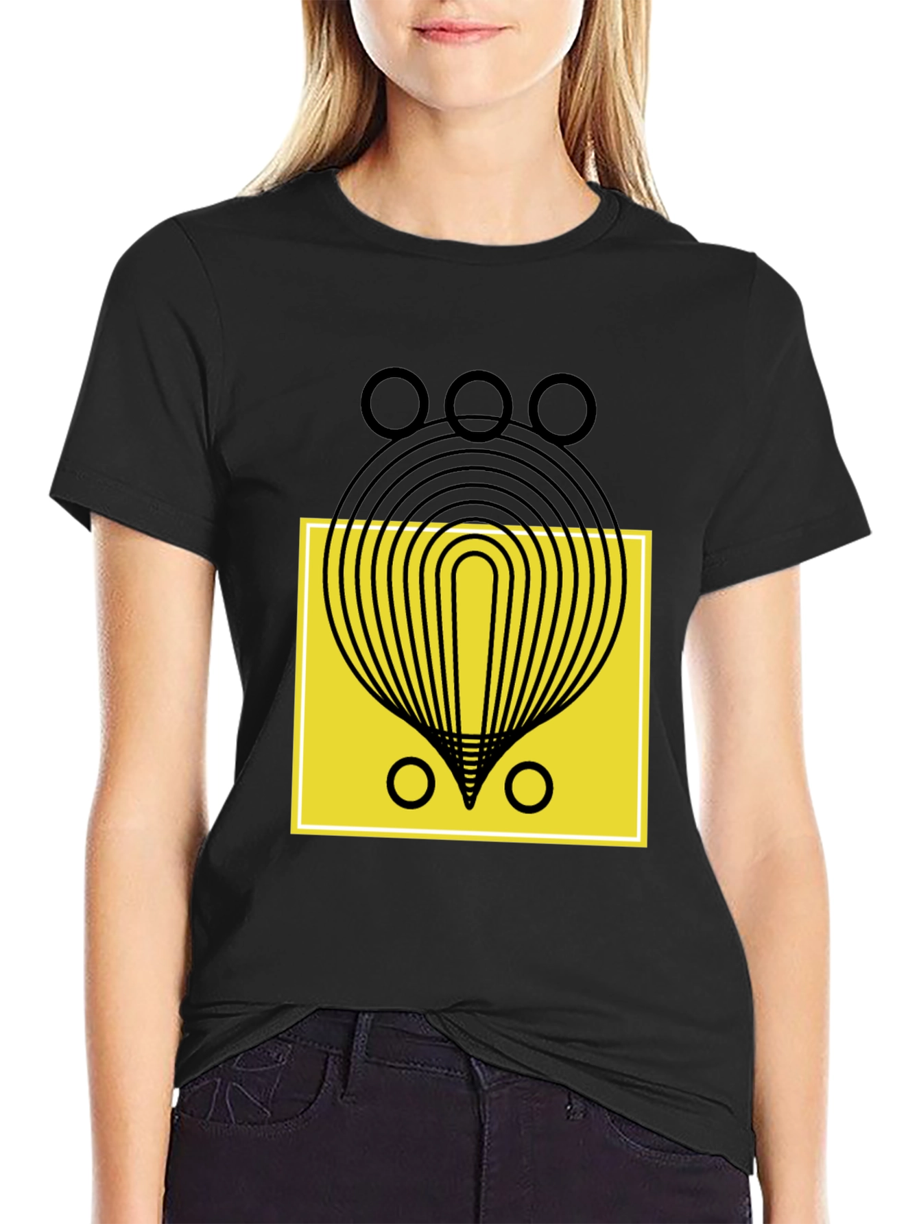 Abstract Graphic Tee - Black Cotton Shirt