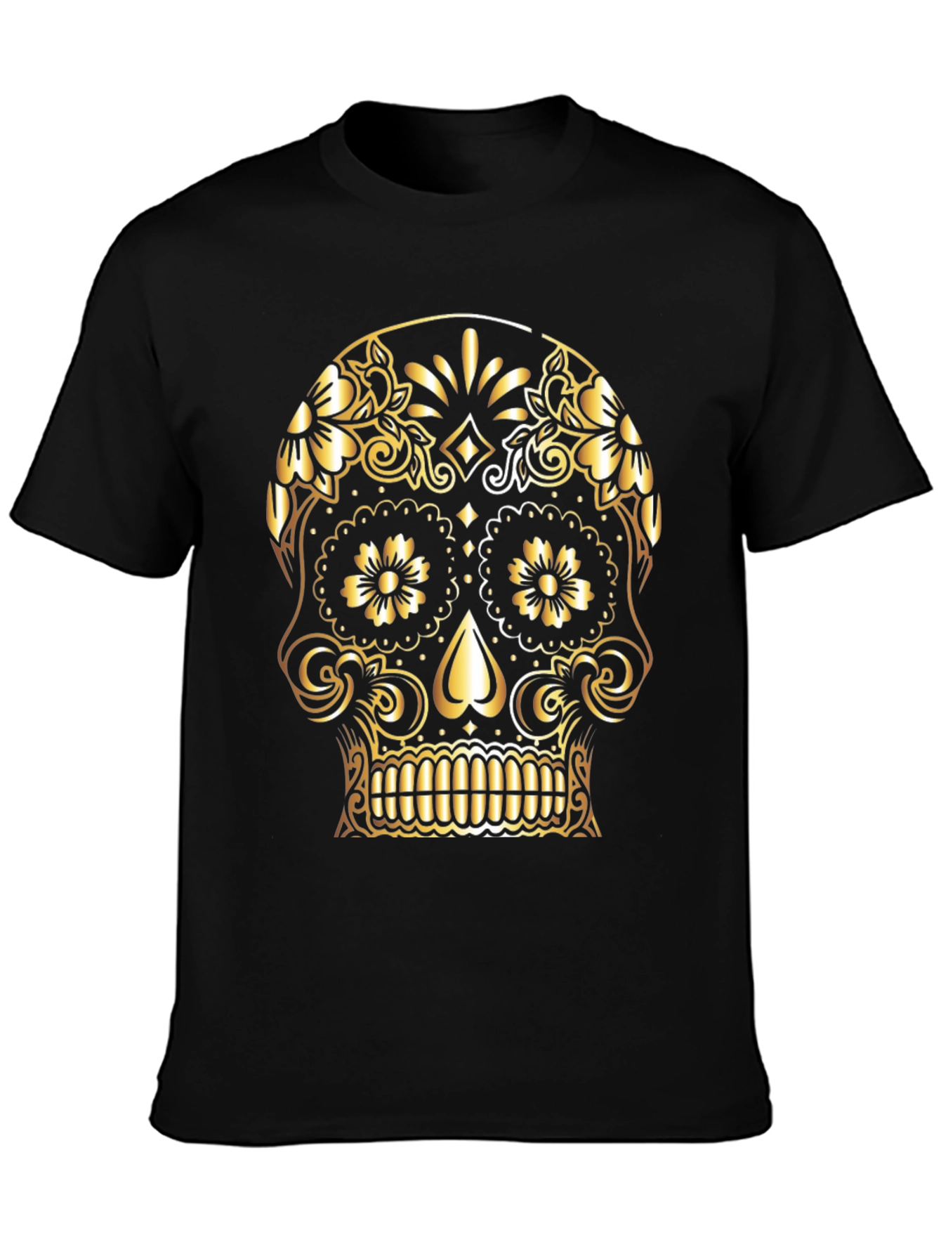 Gold Sugar Skull Graphic Tee