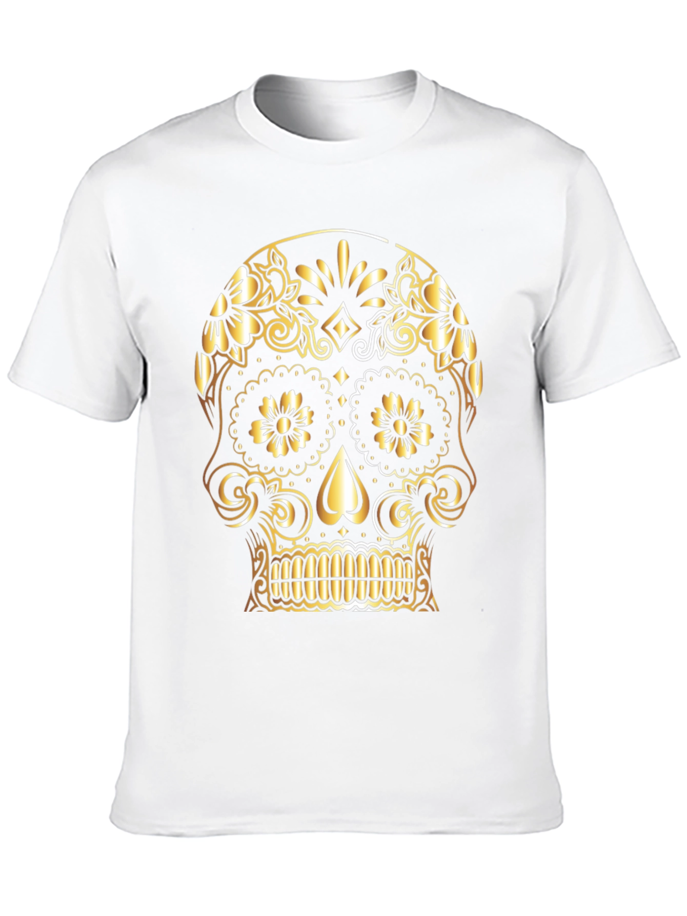 Gold Sugar Skull Graphic Tee