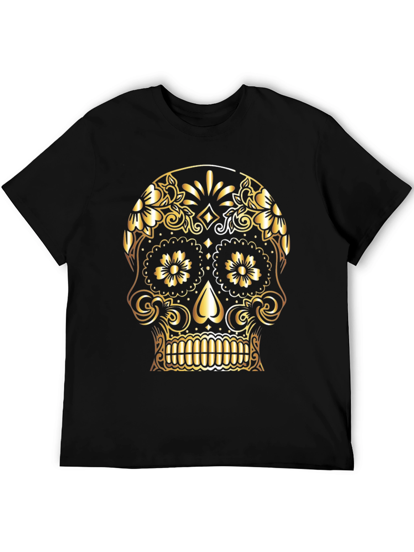 Gold Sugar Skull Graphic Tee