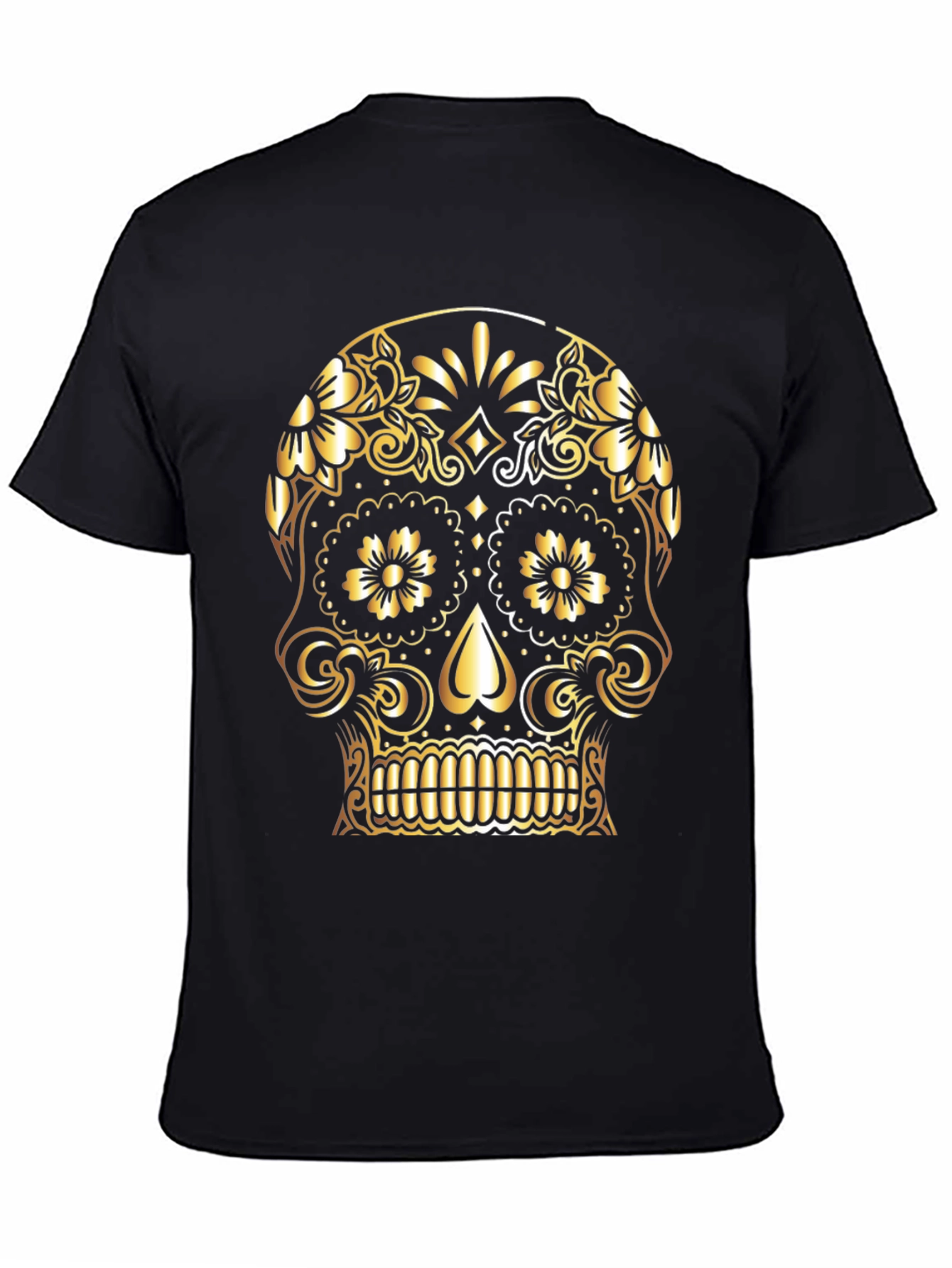 Gold Sugar Skull Graphic Tee