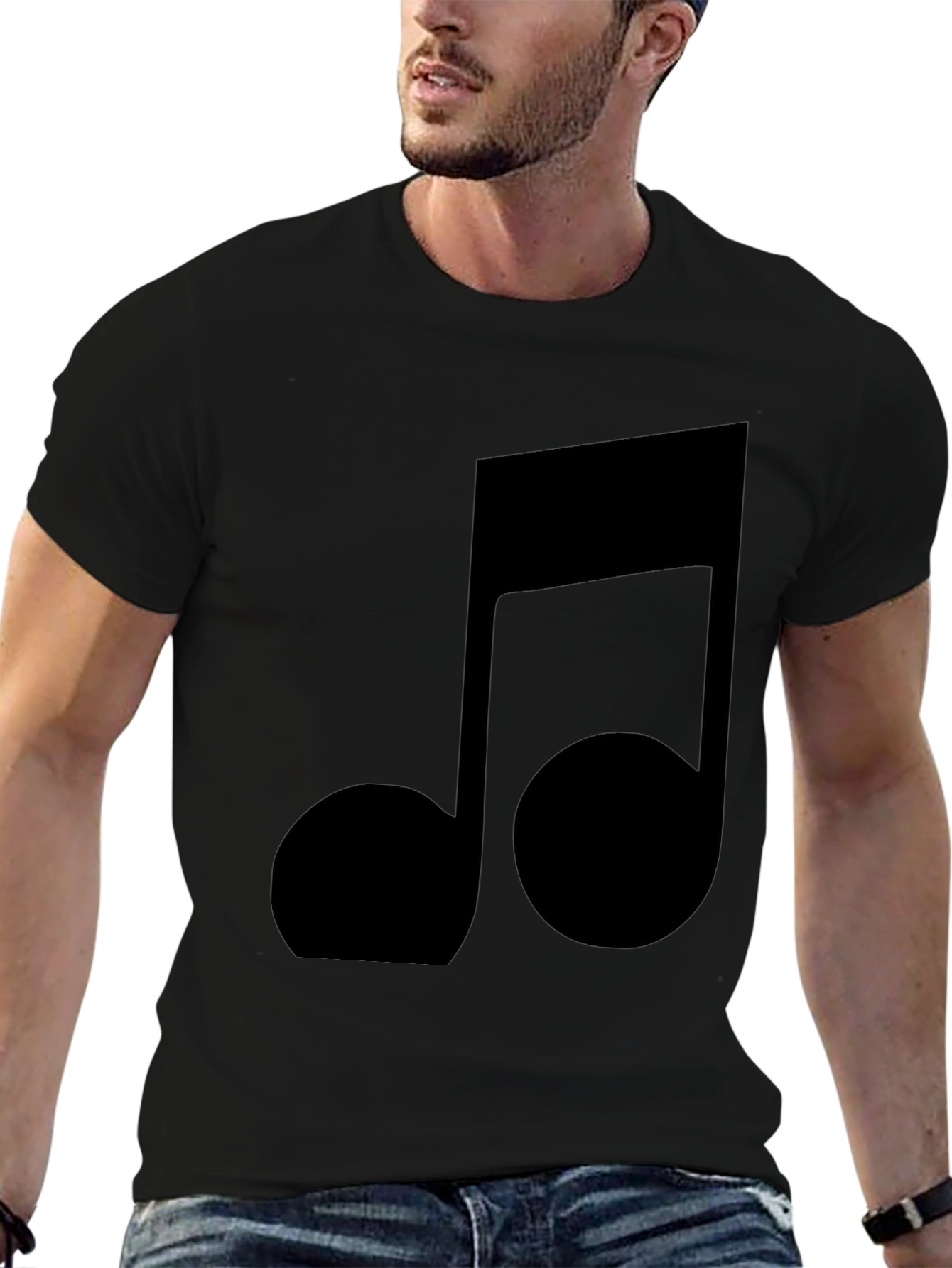 Music Note Graphic Tee - Black T-Shirt