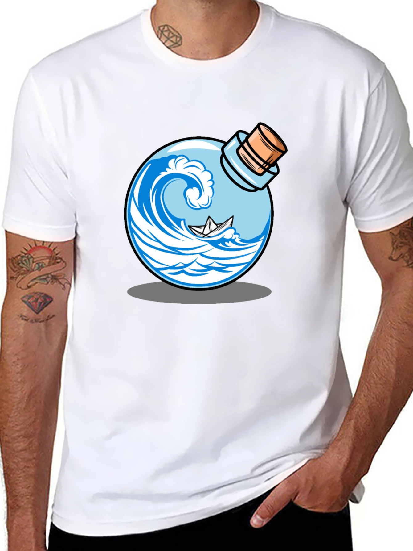 Wave in a Bottle Graphic T-Shirt