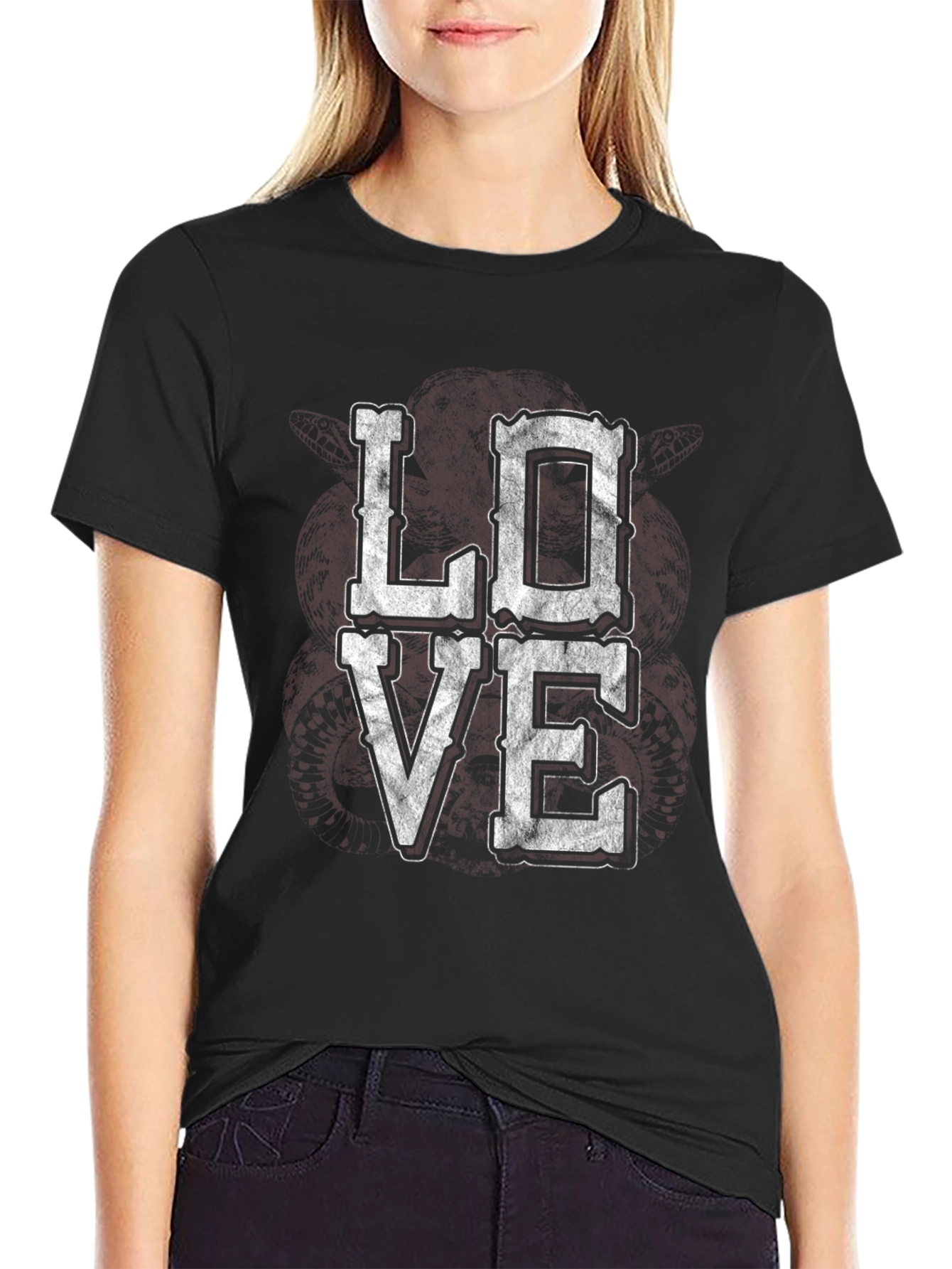 LOVE Graphic Print Tee - Distressed Look