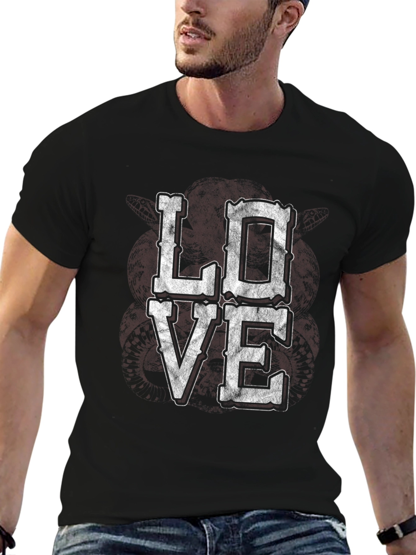 LOVE Graphic Print Tee - Distressed Look