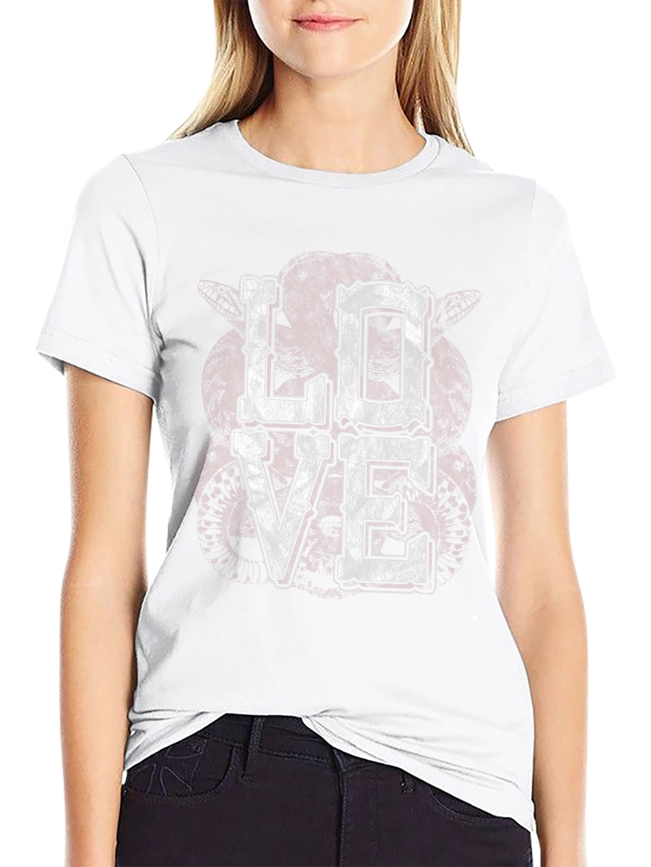 LOVE Graphic Print Tee - Distressed Look
