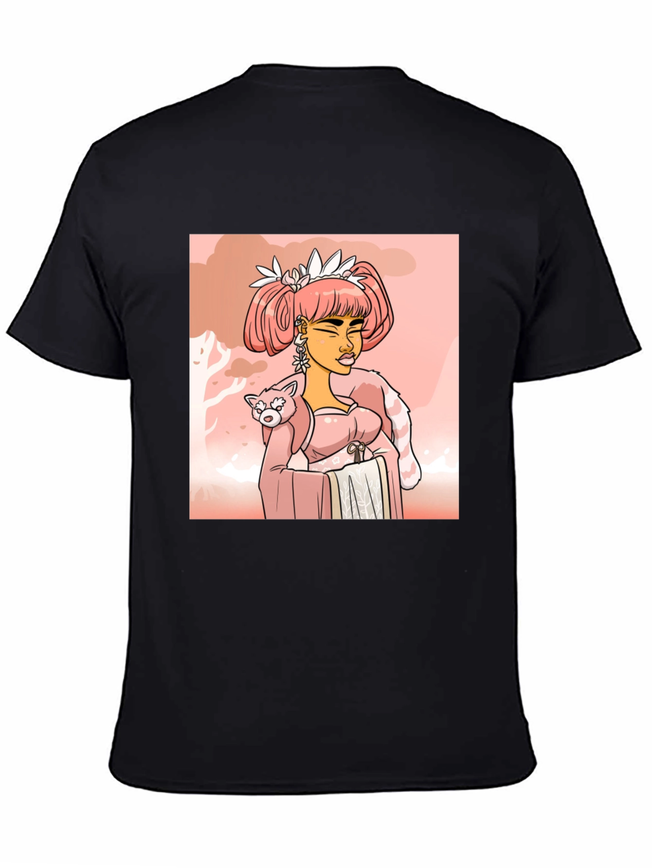 Anime Girl with Red Panda T-Shirt