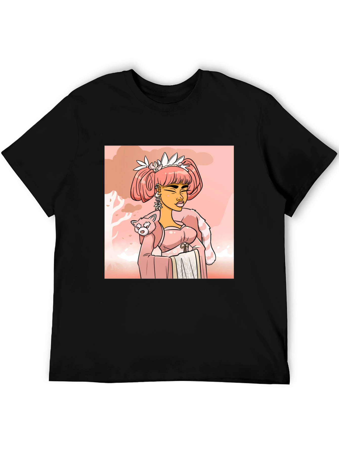 Anime Girl with Red Panda T-Shirt