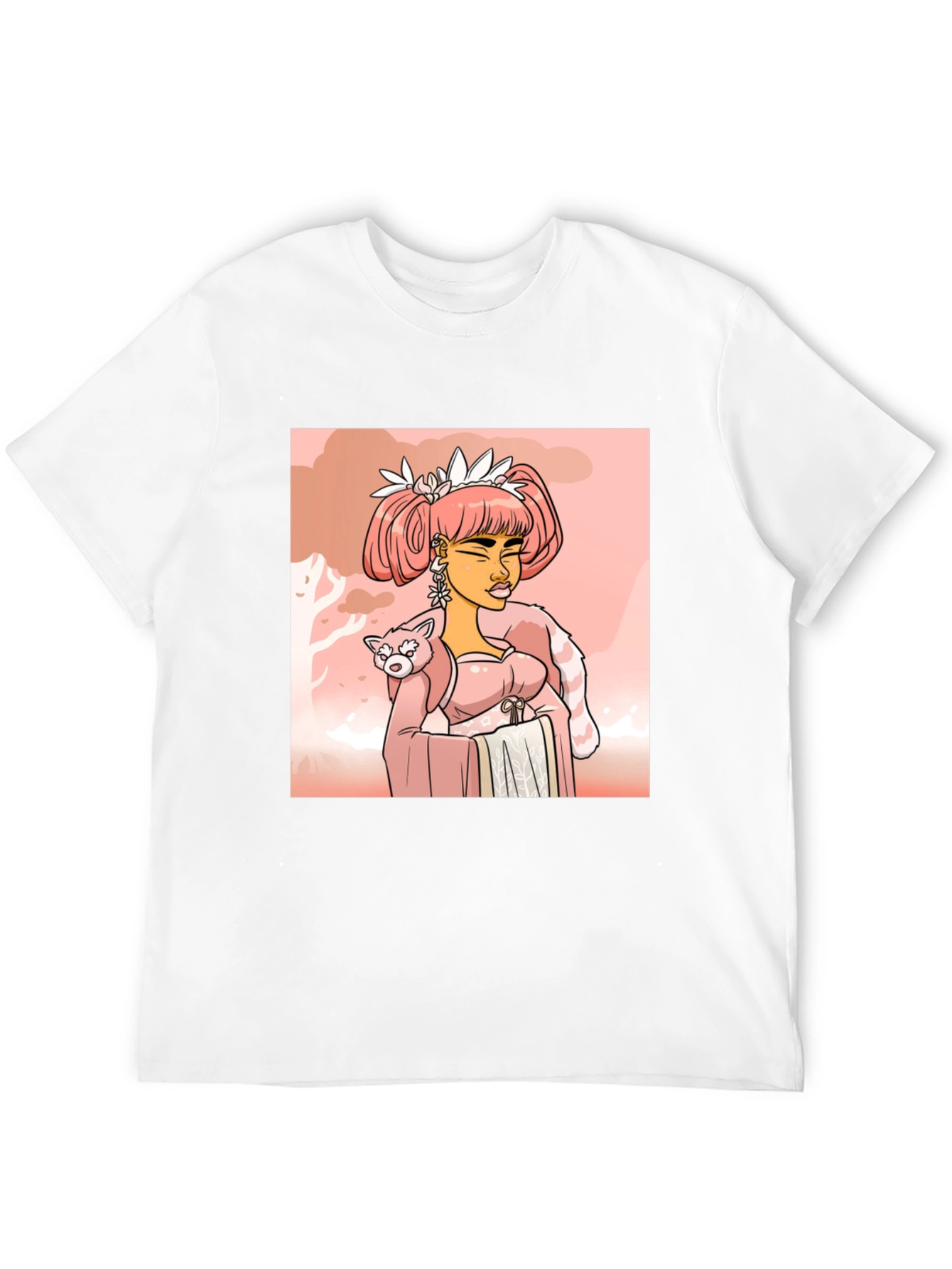 Anime Girl with Red Panda T-Shirt