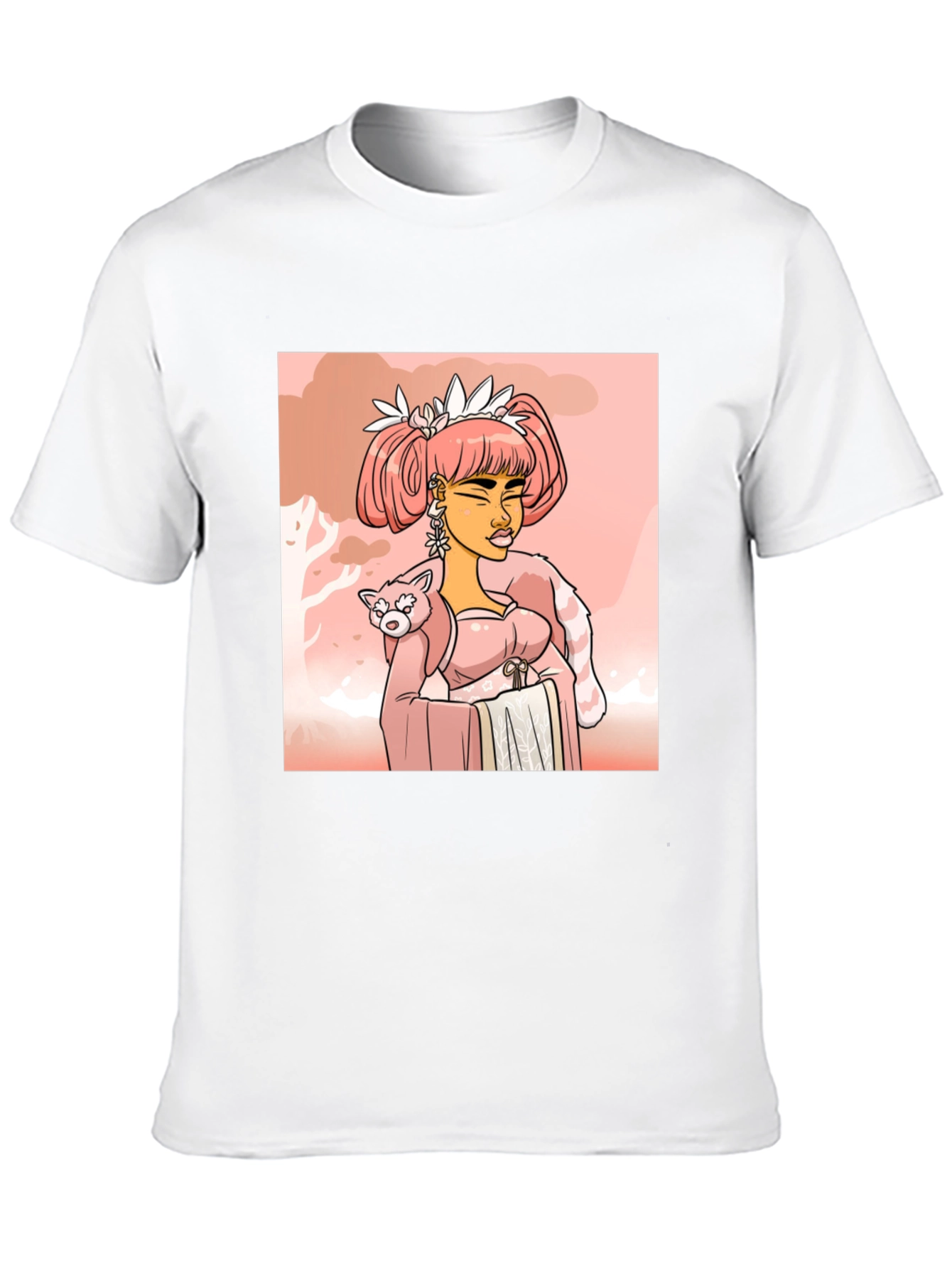 Anime Girl with Red Panda T-Shirt