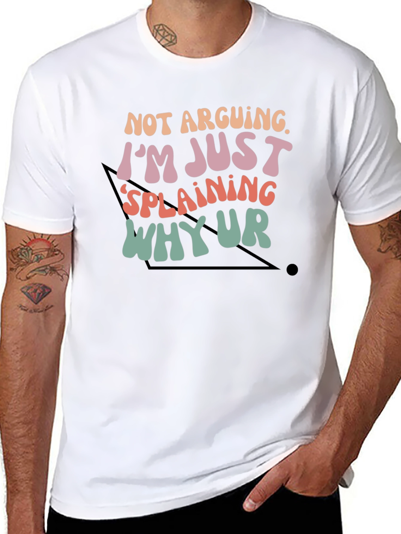 Funny Explaining Graphic Tee - Black Cotton T-Shirt