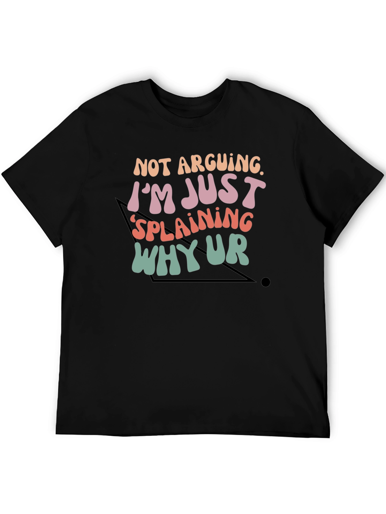 Funny Explaining Graphic Tee - Black Cotton T-Shirt