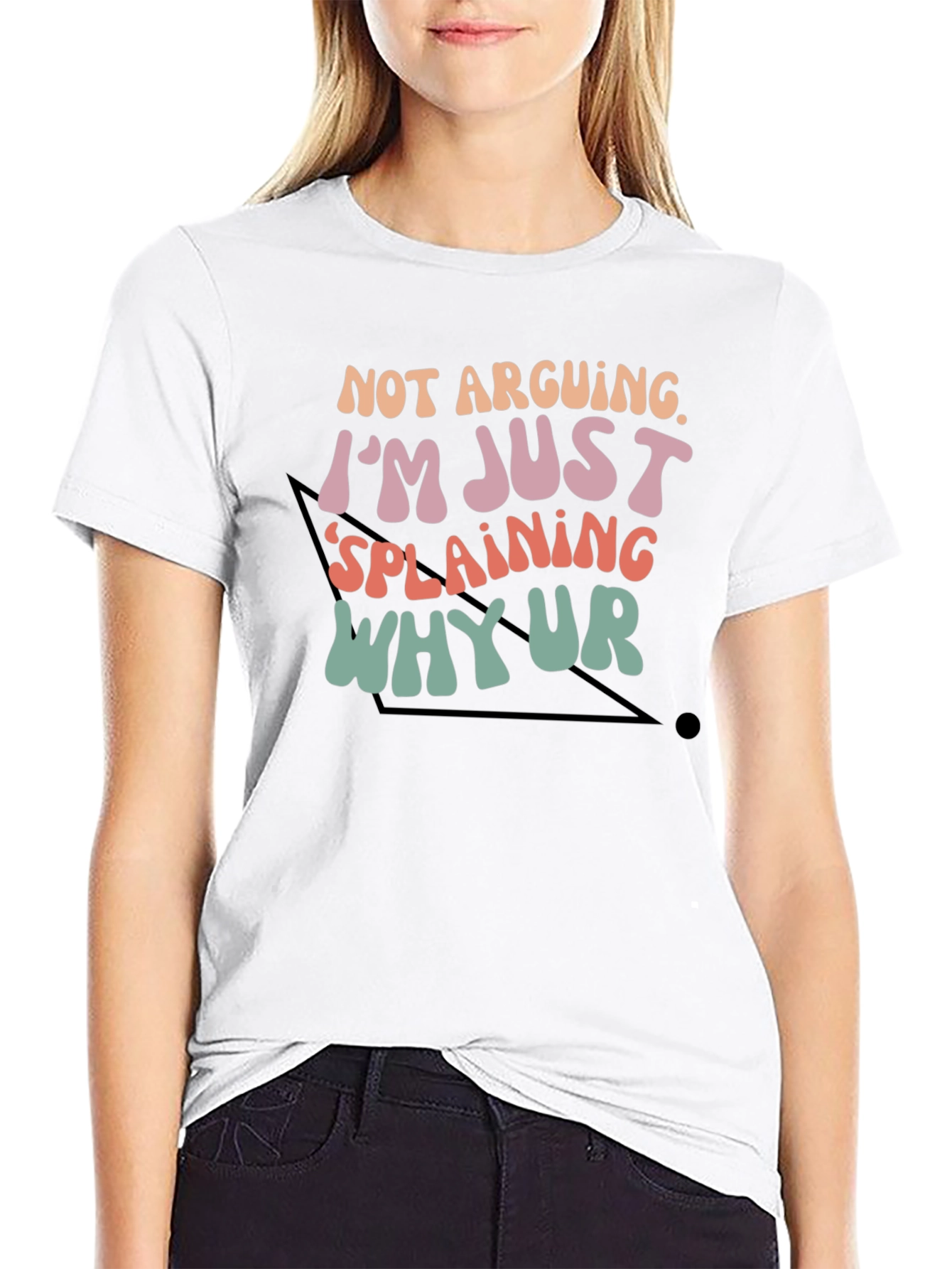 Funny Explaining Graphic Tee - Black Cotton T-Shirt