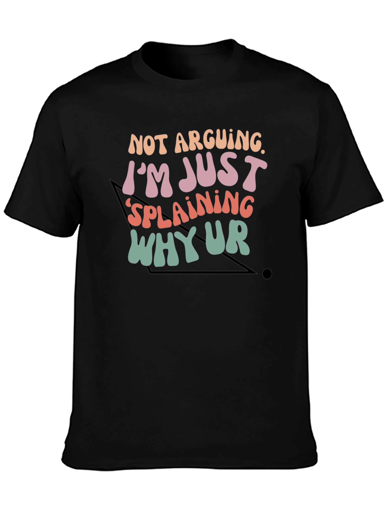 Funny Explaining Graphic Tee - Black Cotton T-Shirt