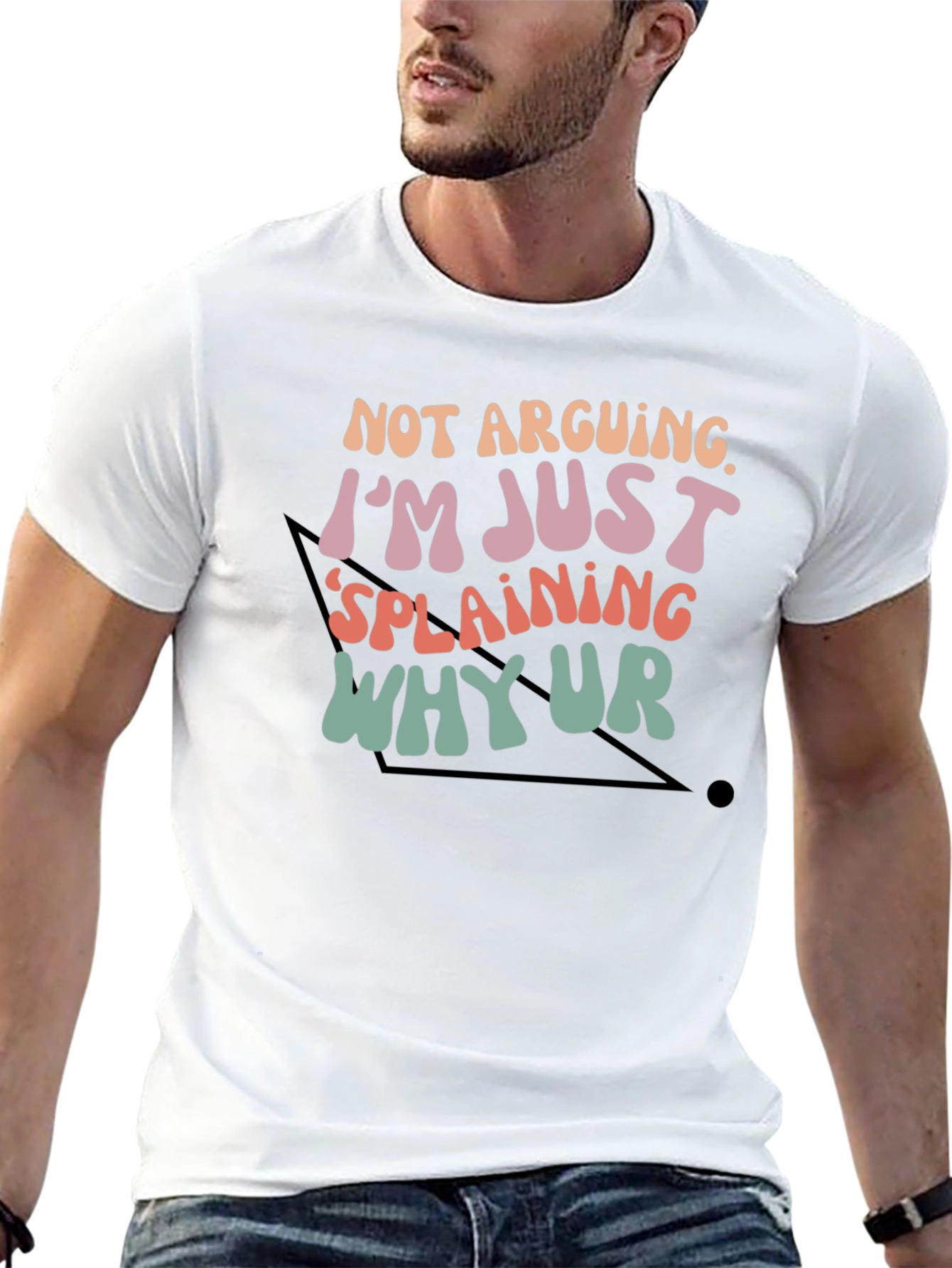Funny Explaining Graphic Tee - Black Cotton T-Shirt