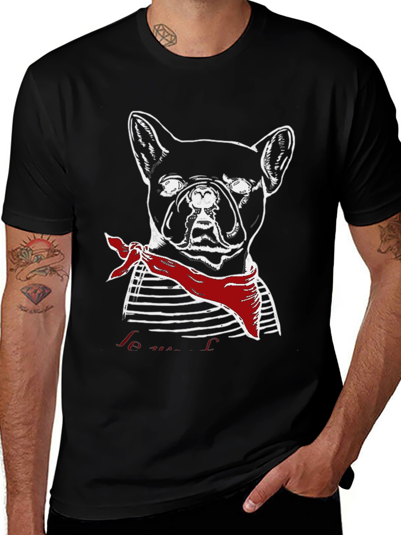French Bulldog Graphic Tee - Mens Black T-Shirt