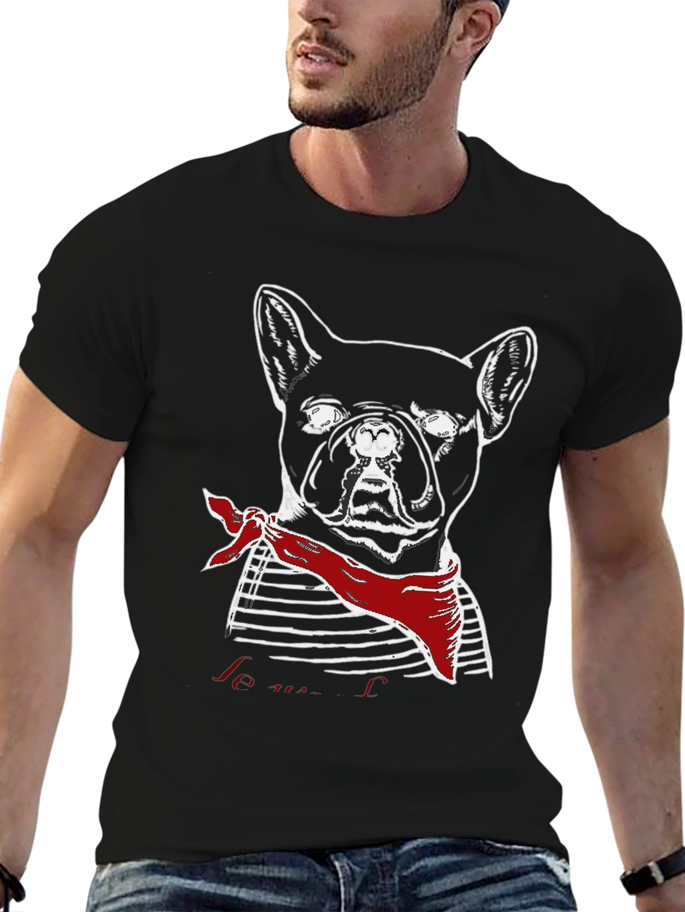 French Bulldog Graphic Tee - Mens Black T-Shirt