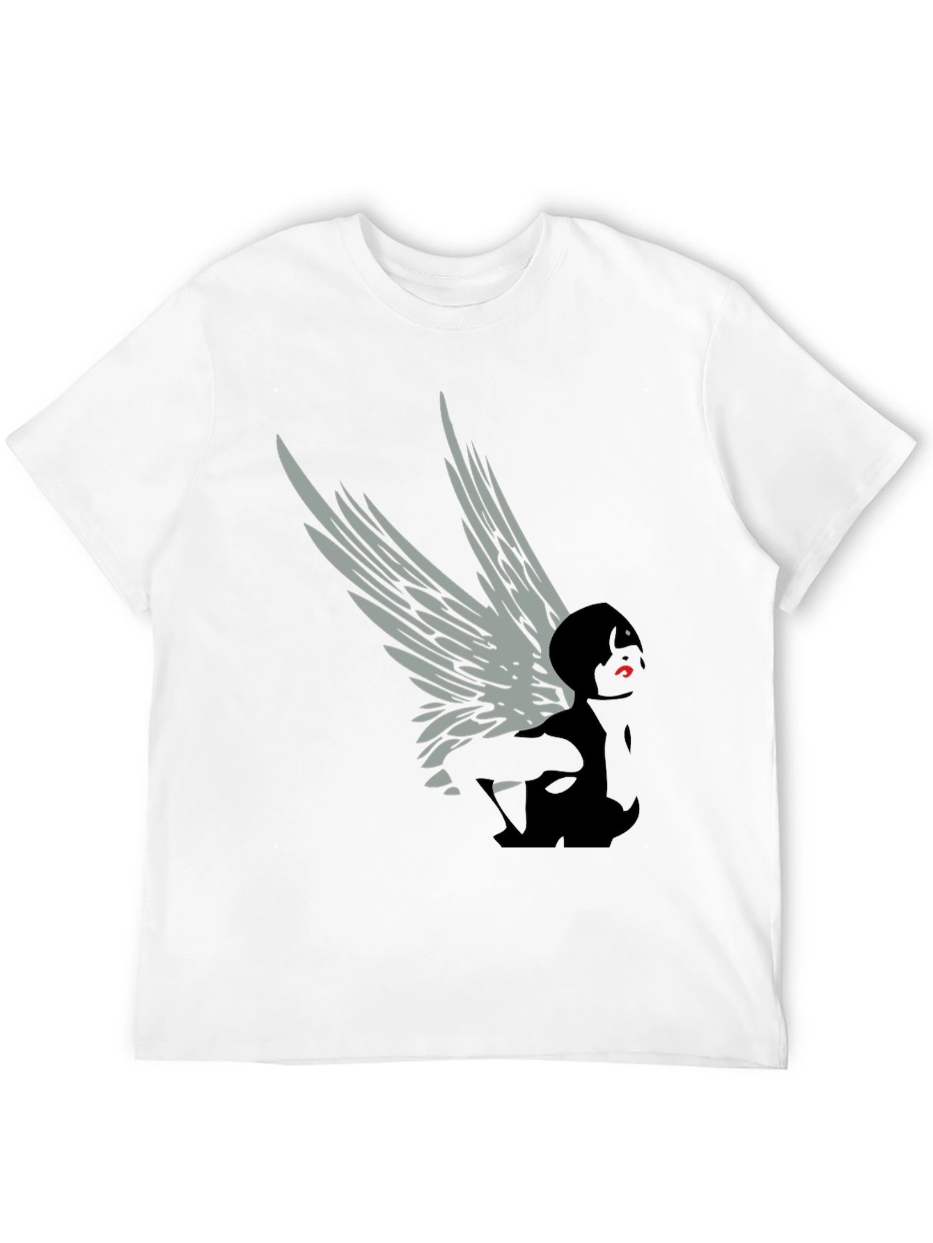 Winged Figure Graphic Tee - Stylish Black T-Shirt