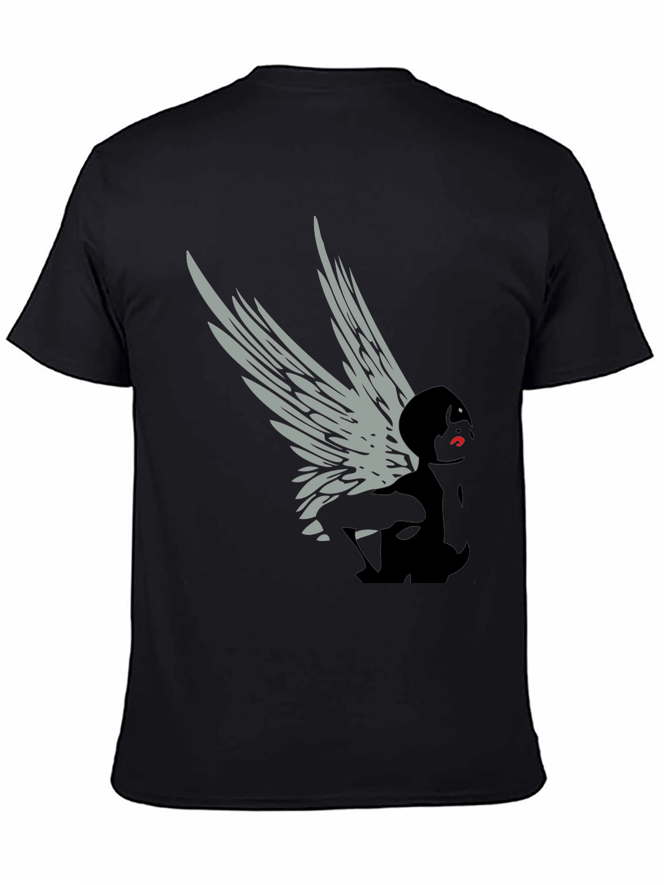 Winged Figure Graphic Tee - Stylish Black T-Shirt