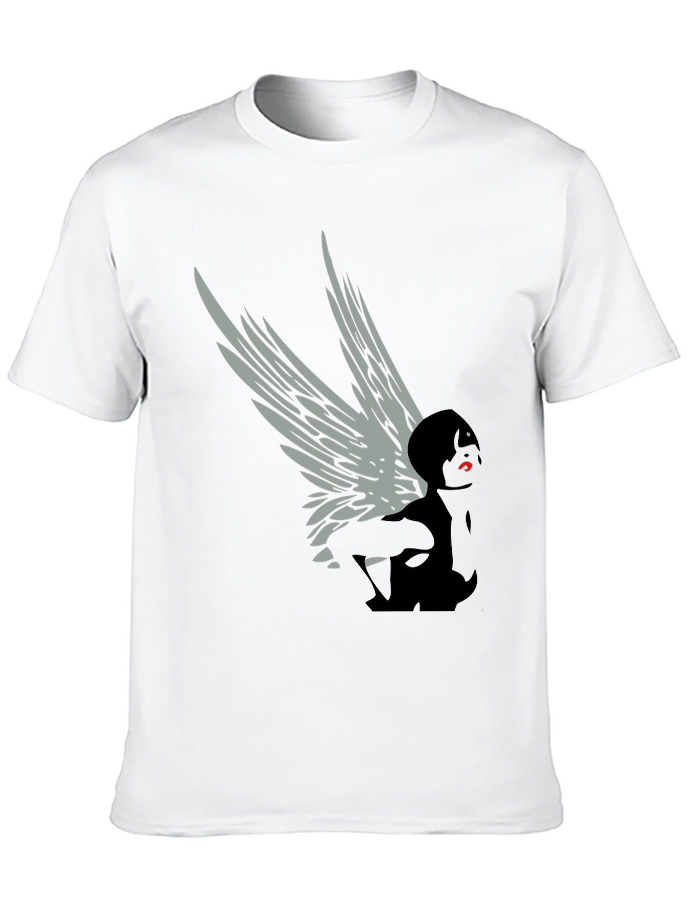 Winged Figure Graphic Tee - Stylish Black T-Shirt