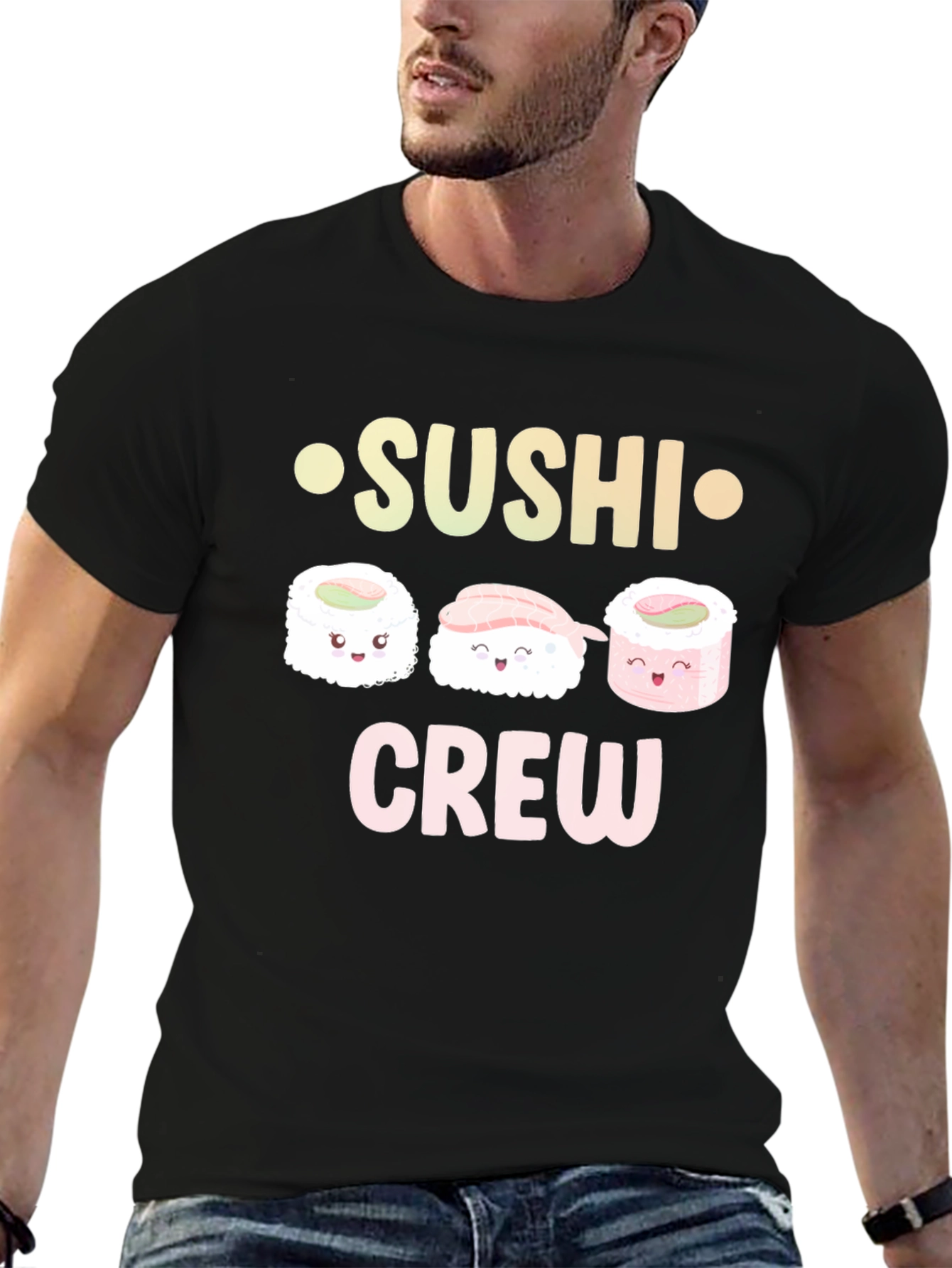Sushi Crew Black Graphic T-Shirt
