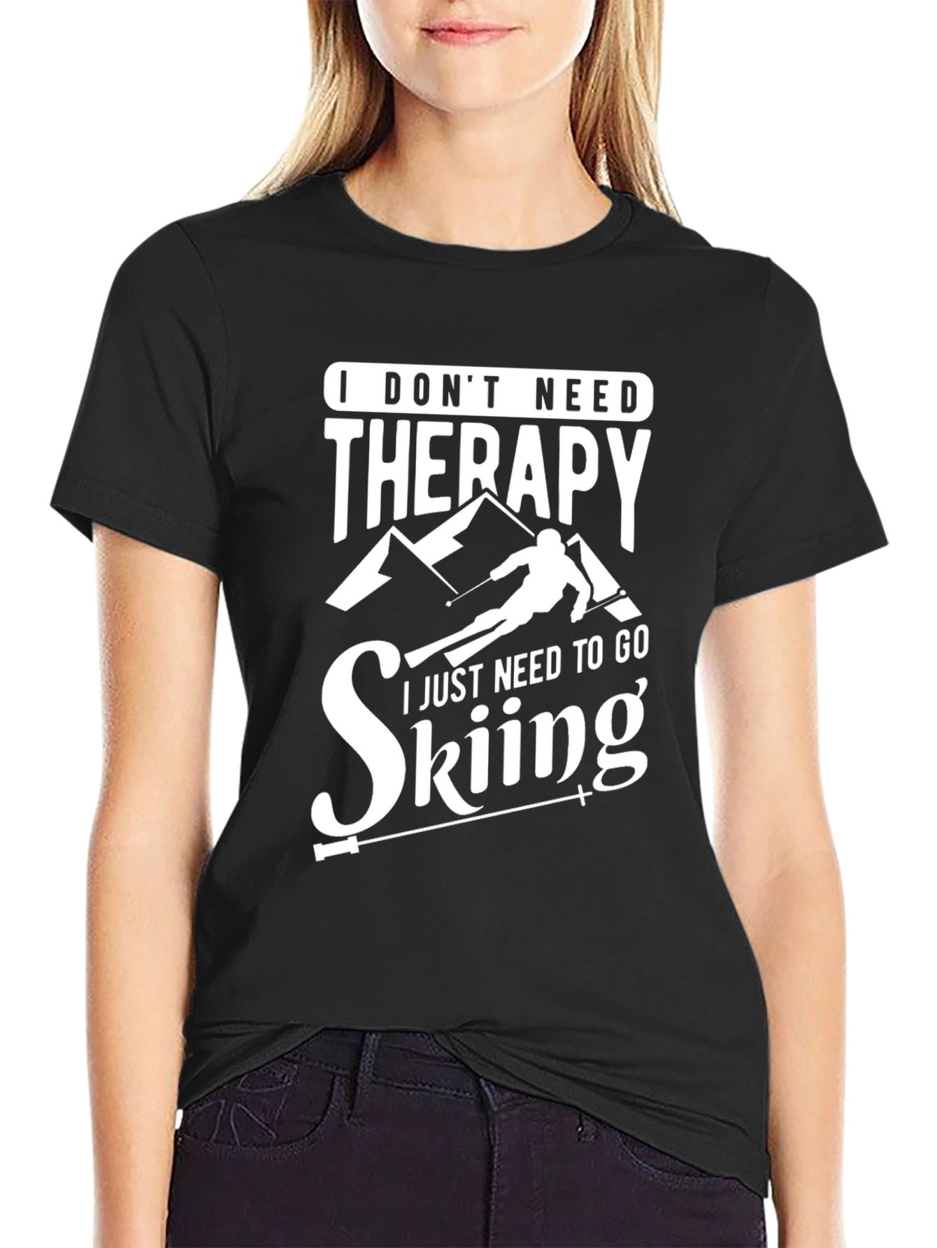 Funny Skiing Therapy T-Shirt