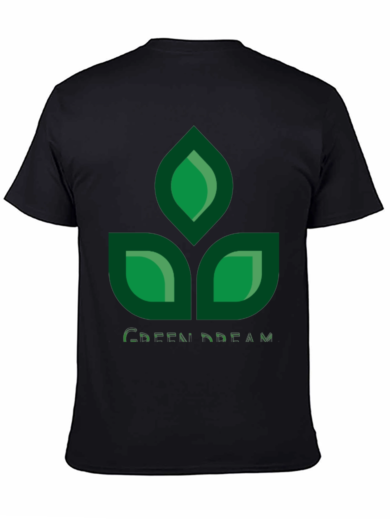 Green Dream Leaf Design Black T-Shirt