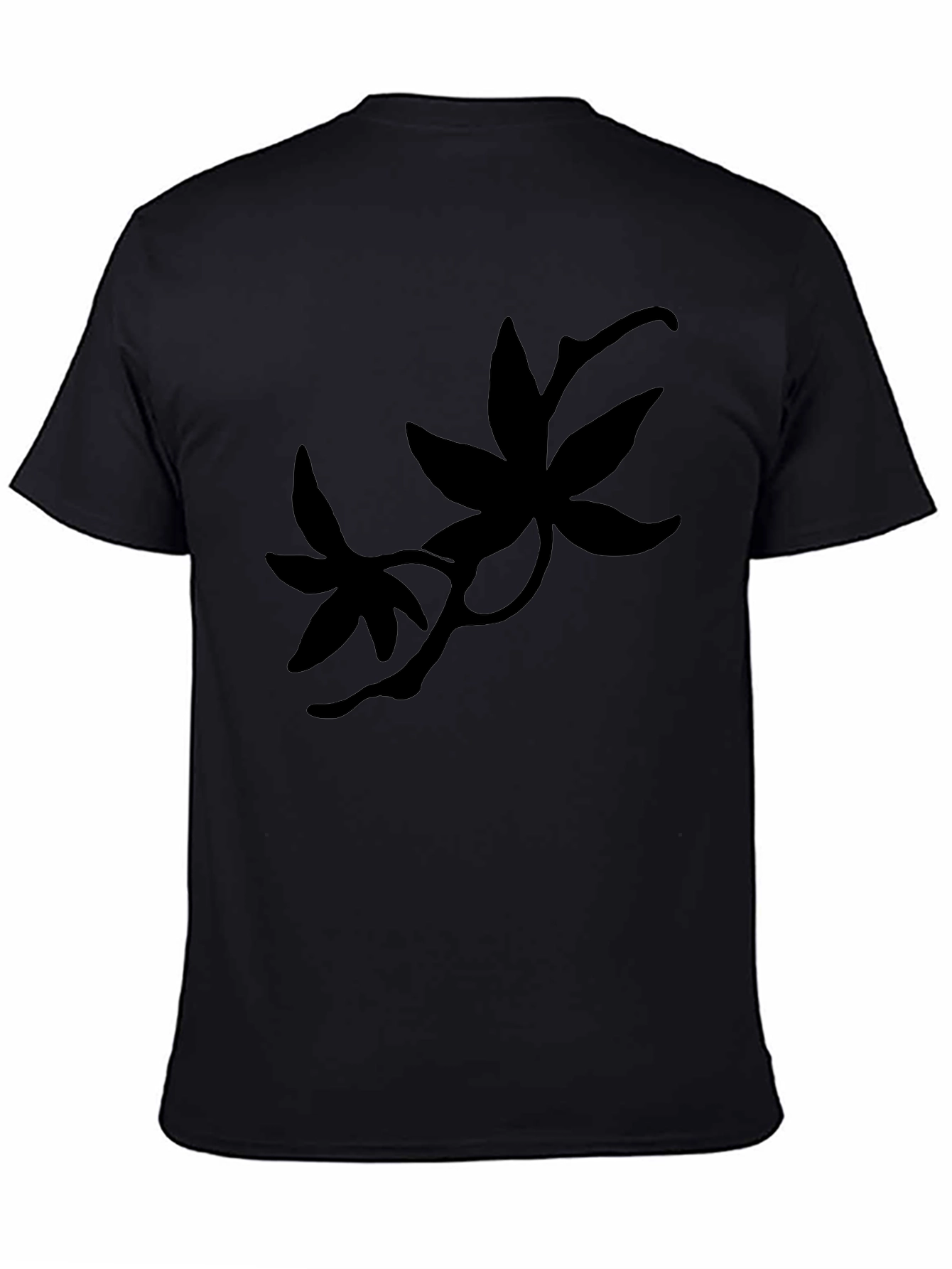 Black T-Shirt with Botanical Silhouette