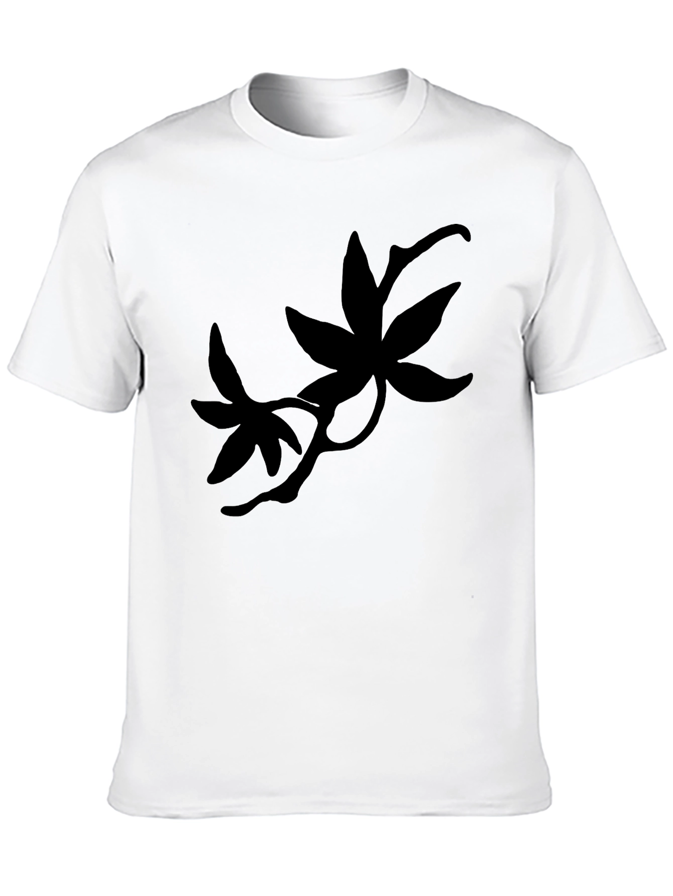 Black T-Shirt with Botanical Silhouette