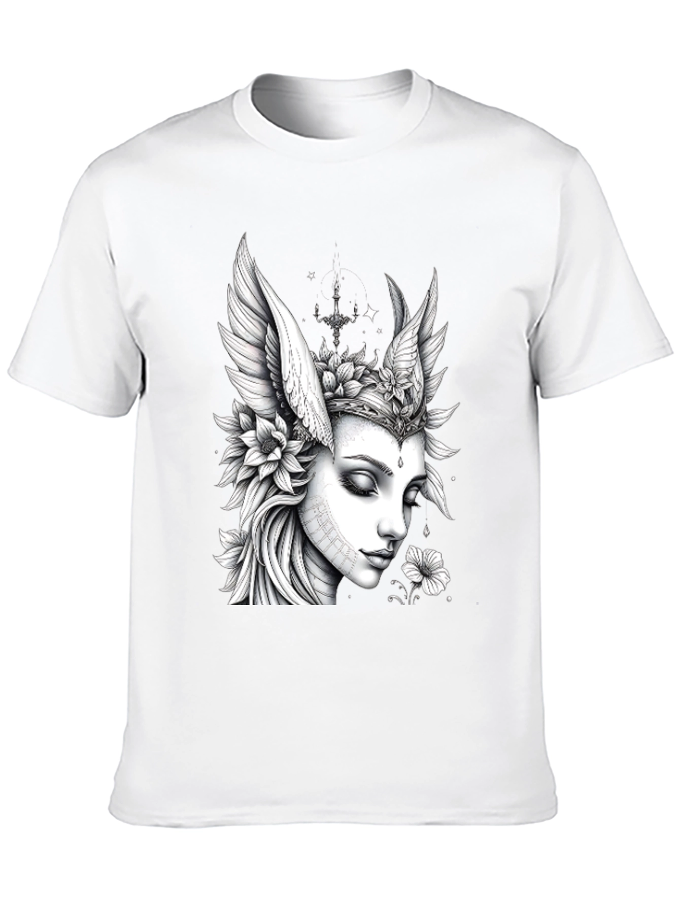 Artistic Angel Woman Graphic Black T-Shirt