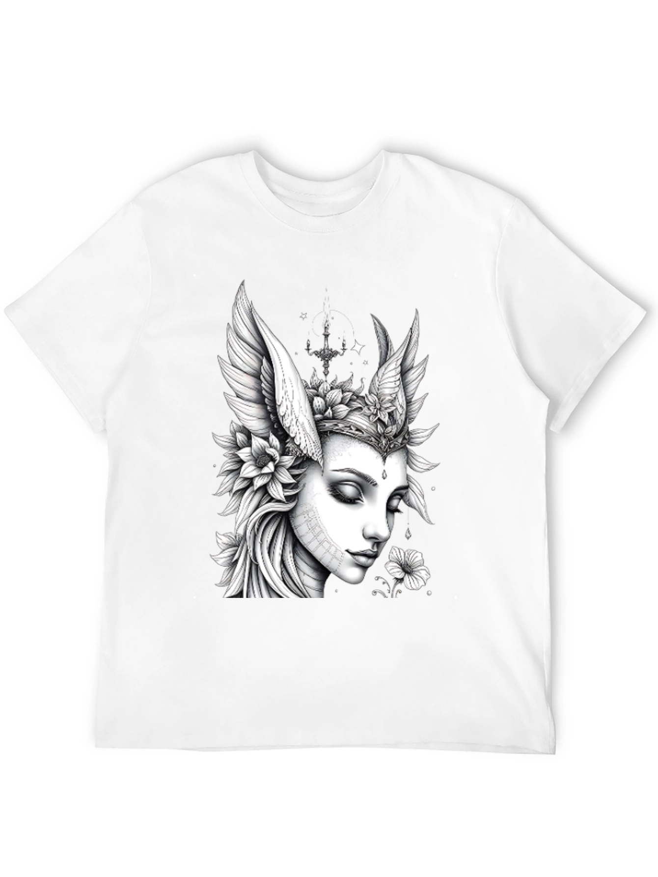 Artistic Angel Woman Graphic Black T-Shirt