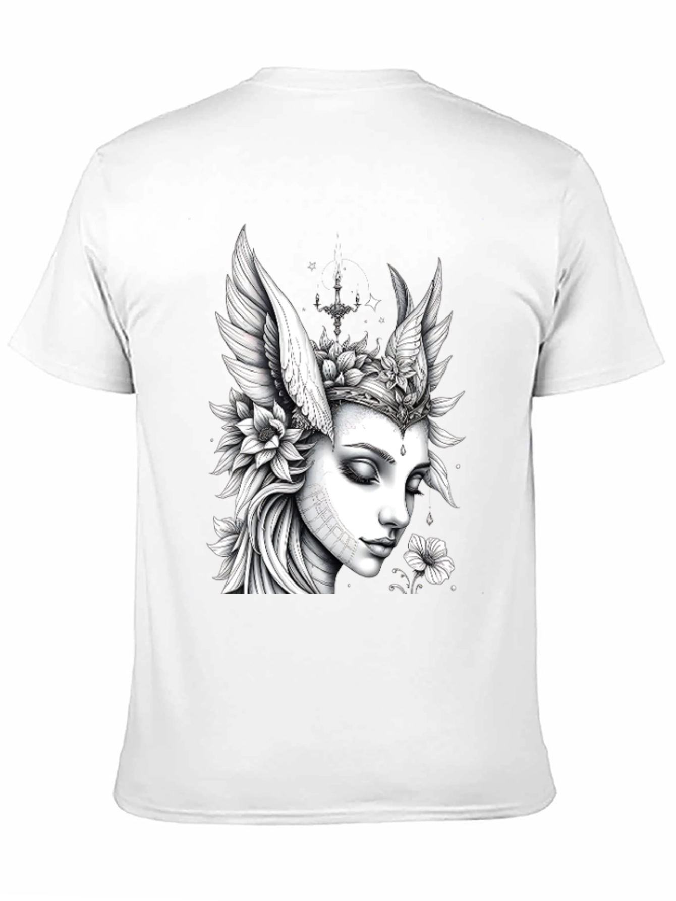 Artistic Angel Woman Graphic Black T-Shirt