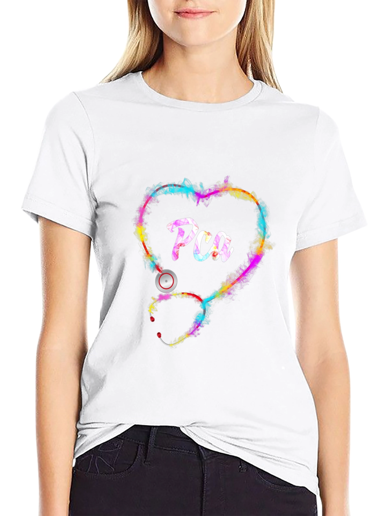 PCA Heart Stethoscope Graphic Tee - Black