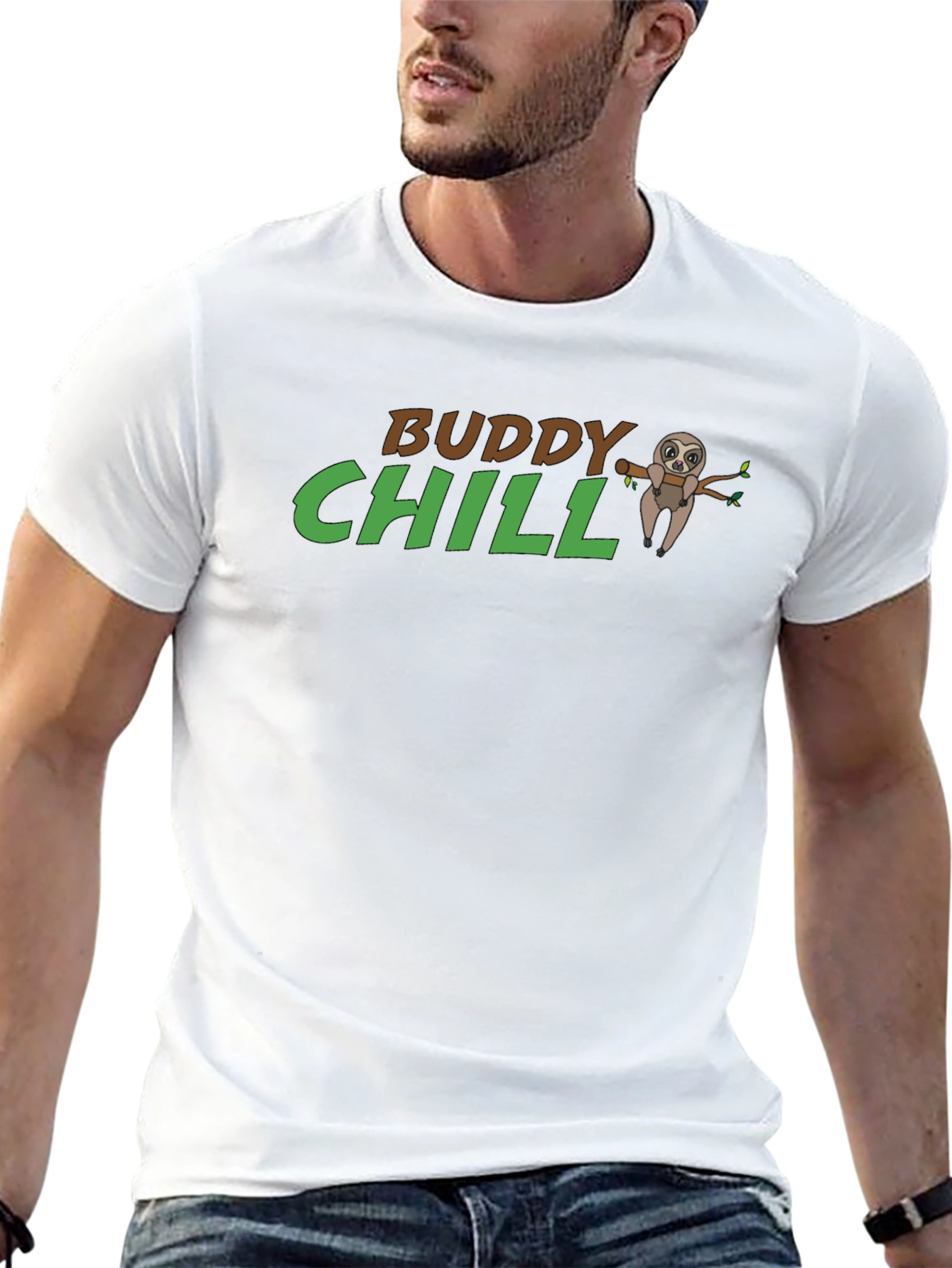 Buddy Chill Sloth Graphic T-Shirt - Relaxed Comfort