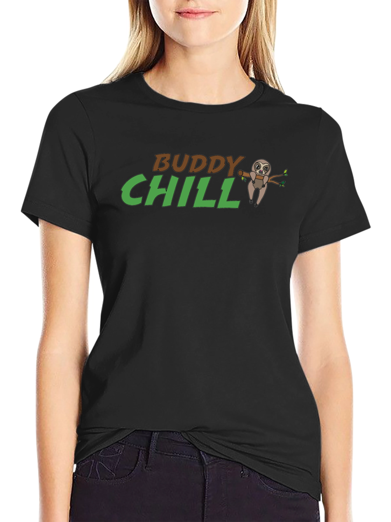 Buddy Chill Sloth Graphic T-Shirt - Relaxed Comfort