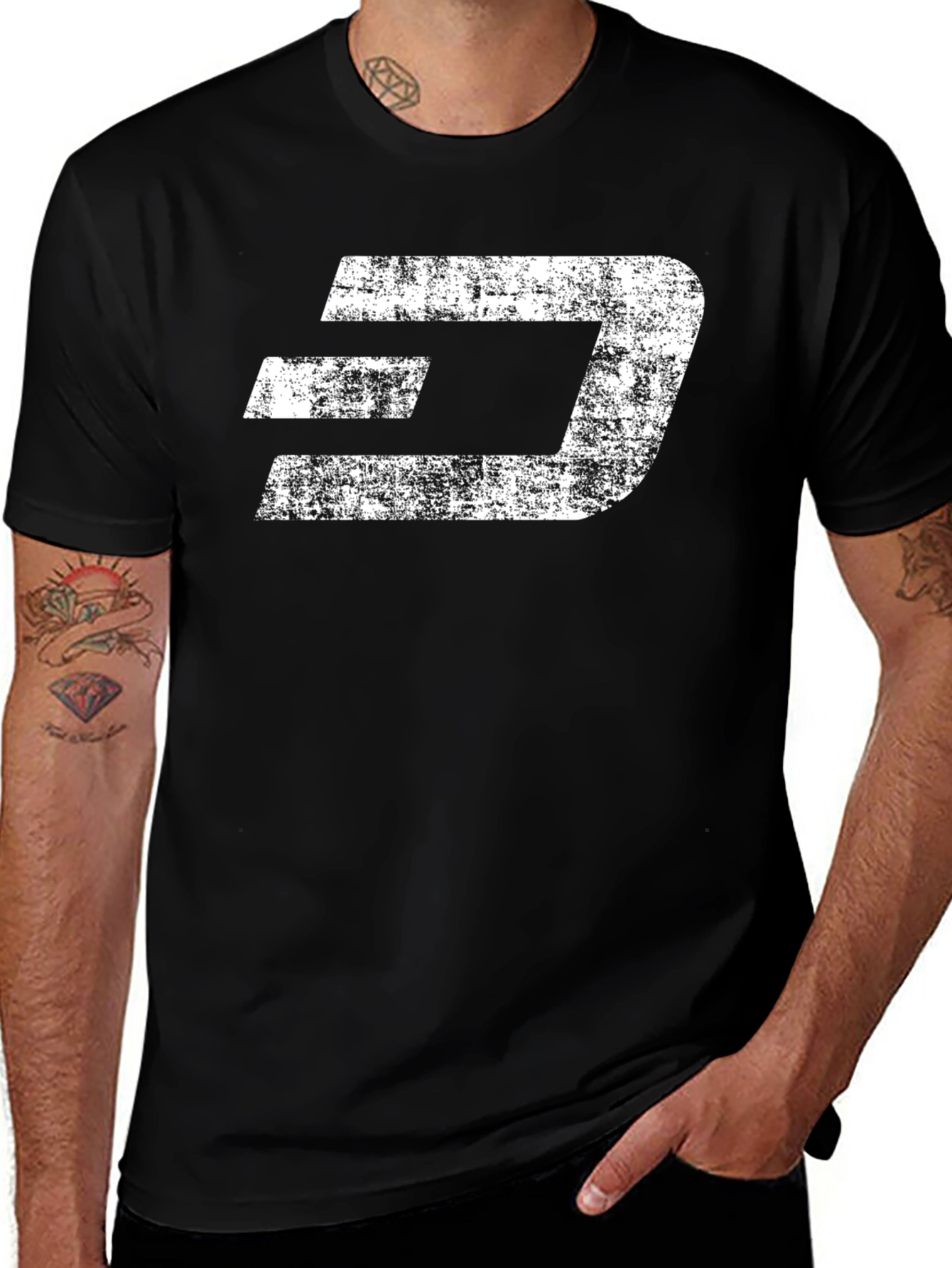 Distressed Style Dash Crypto T-Shirt