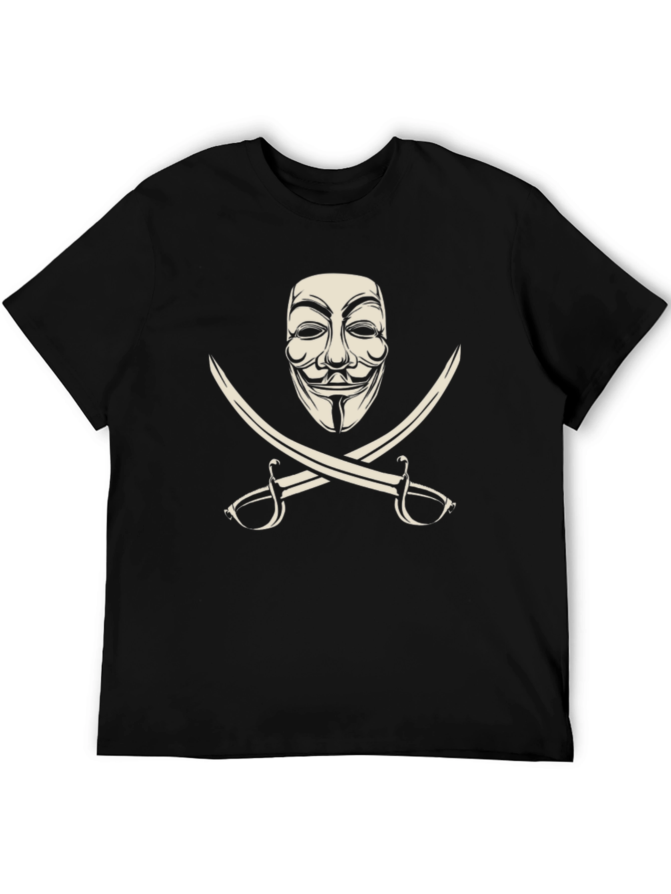 Anonymous Mask & Swords Graphic Tee - Black
