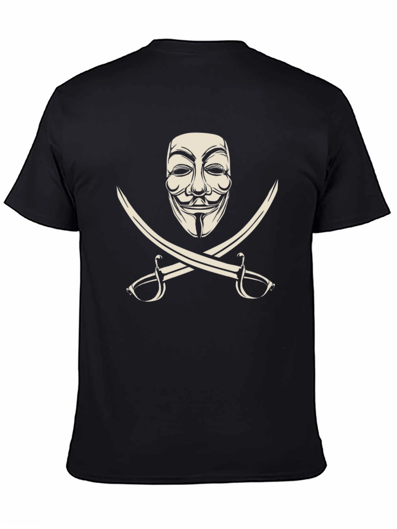 Anonymous Mask & Swords Graphic Tee - Black