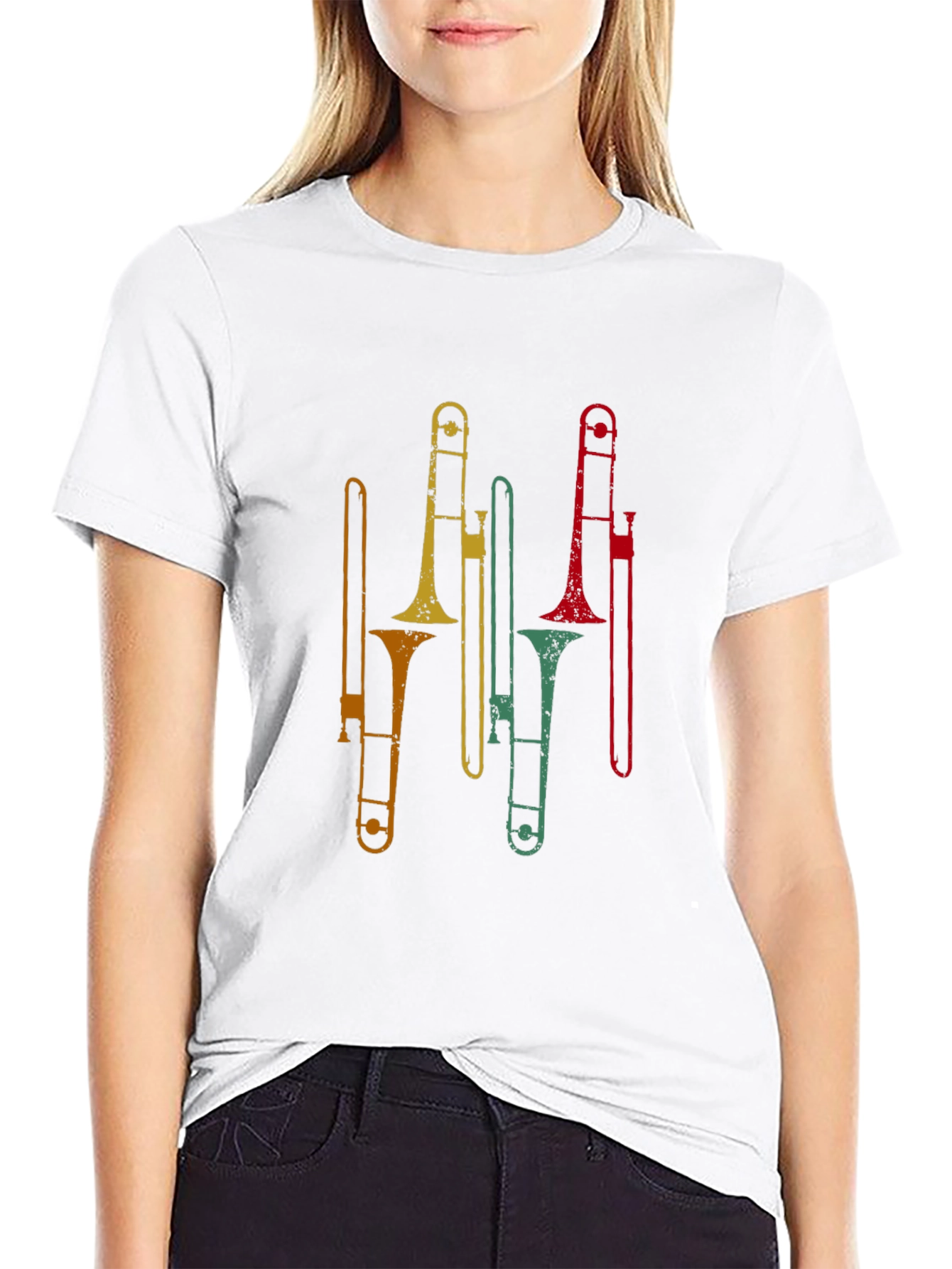 Retro Trombone Graphic Tee - Black