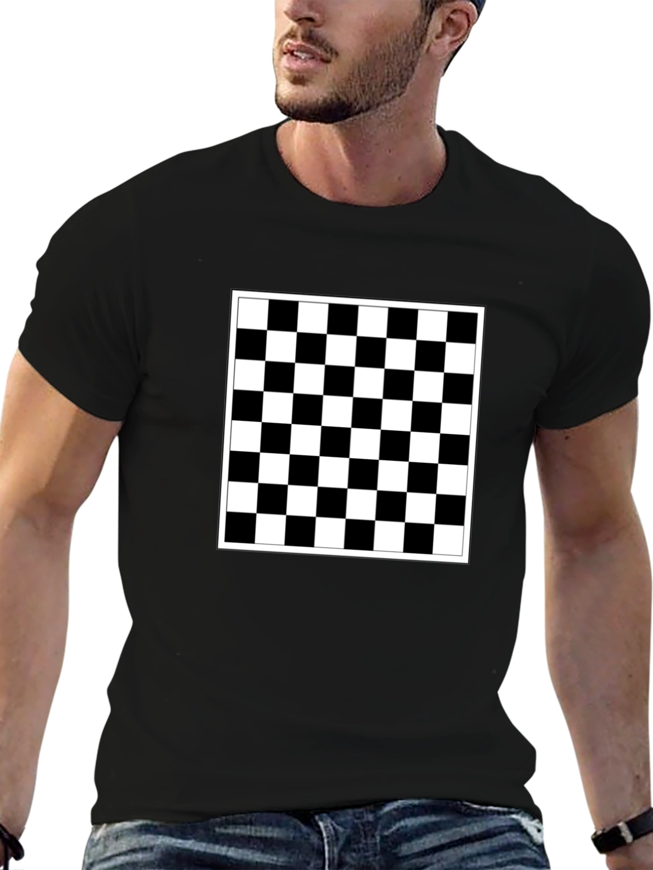 Checkered Black T-Shirt - Modern Style